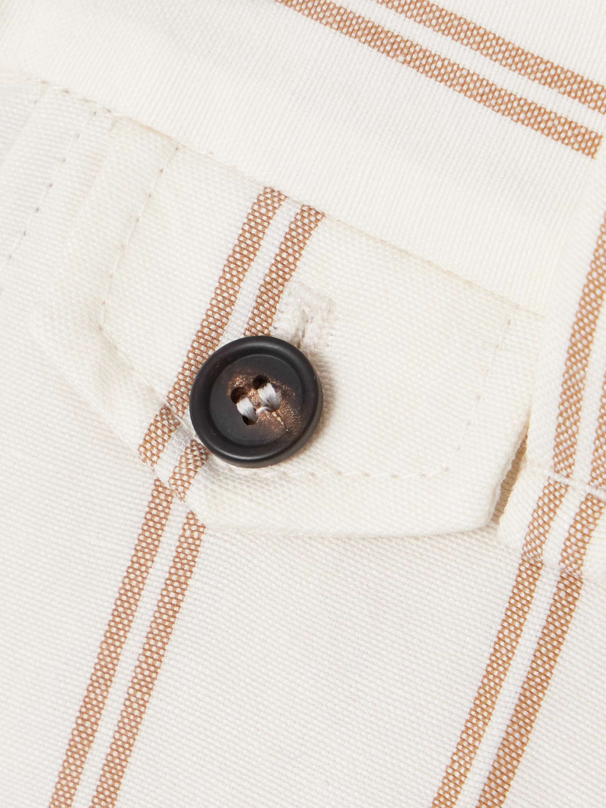 Pinstriped linen and cotton-blend shorts view