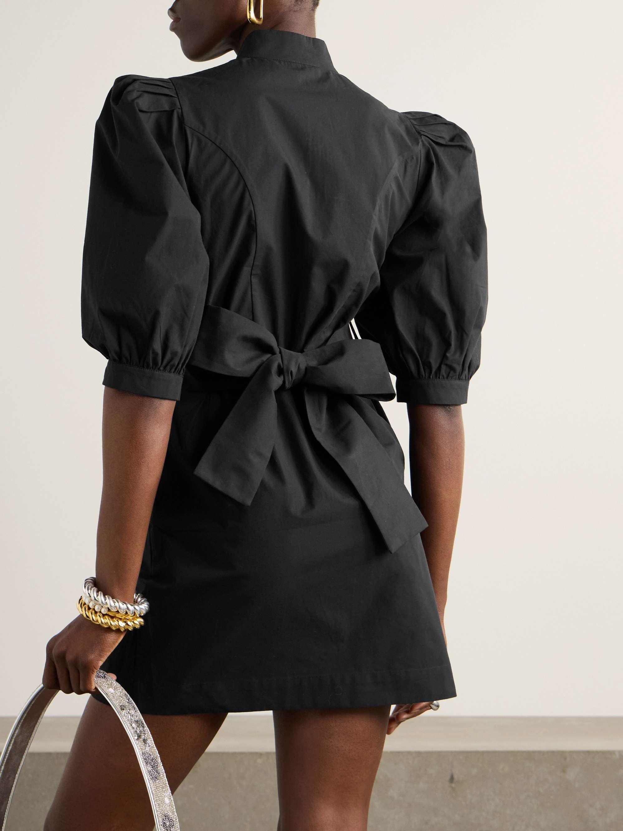 Amoako belted cotton-poplin mini dress view