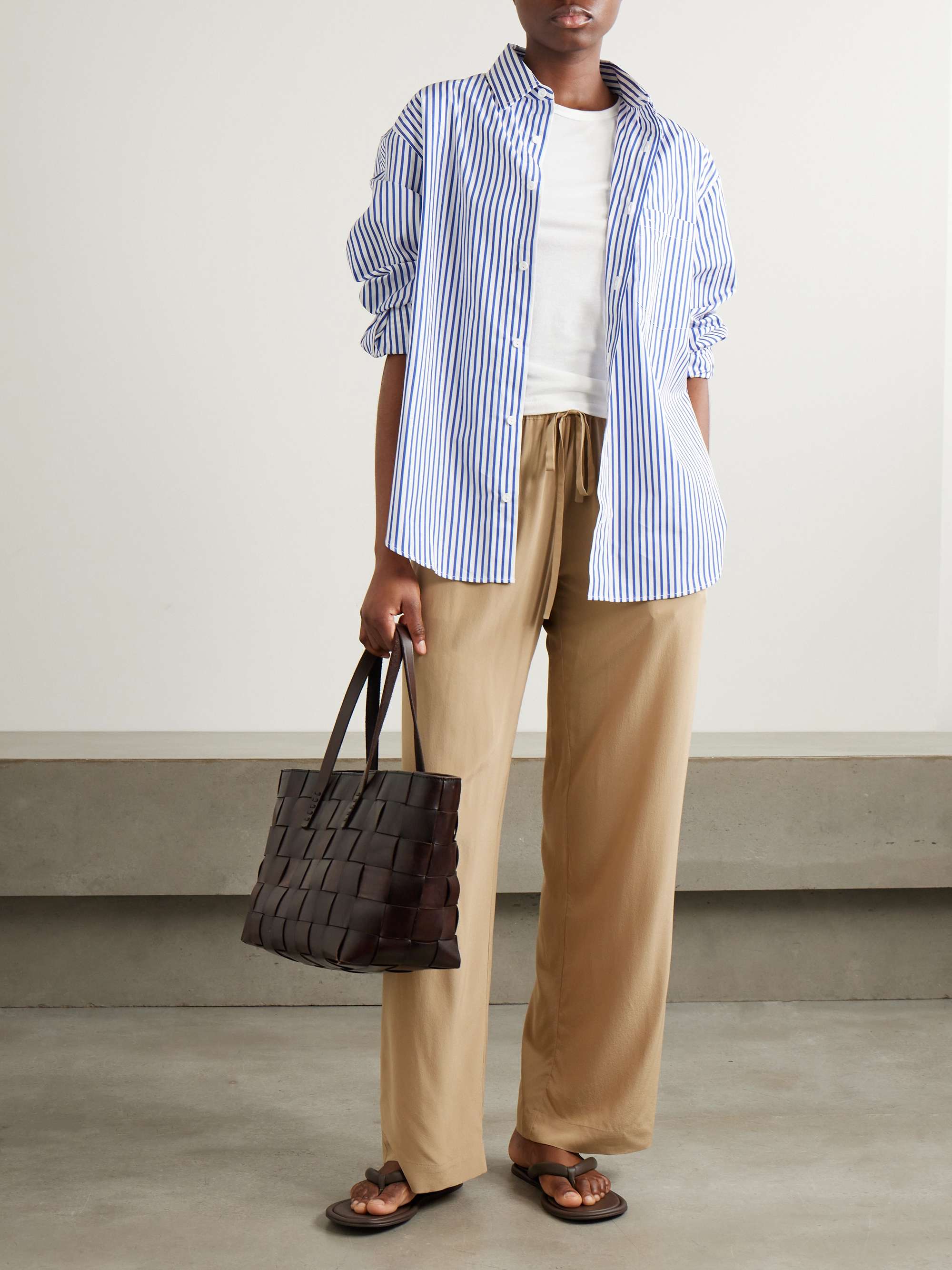 + NET SUSTAIN striped organic cotton-poplin shirt view