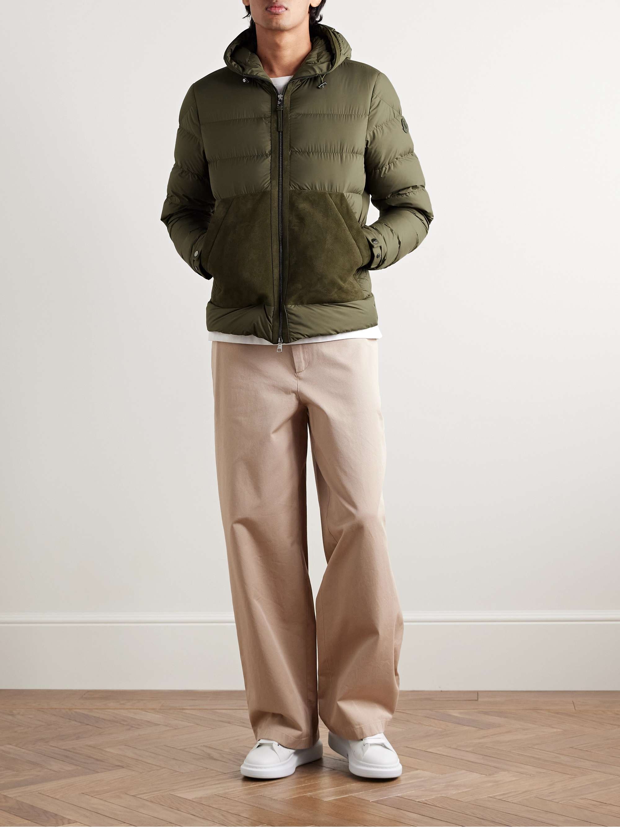Tuffes Slim-Fit Suede-Trimmed Quilted Shell Down Hooded Jacket view