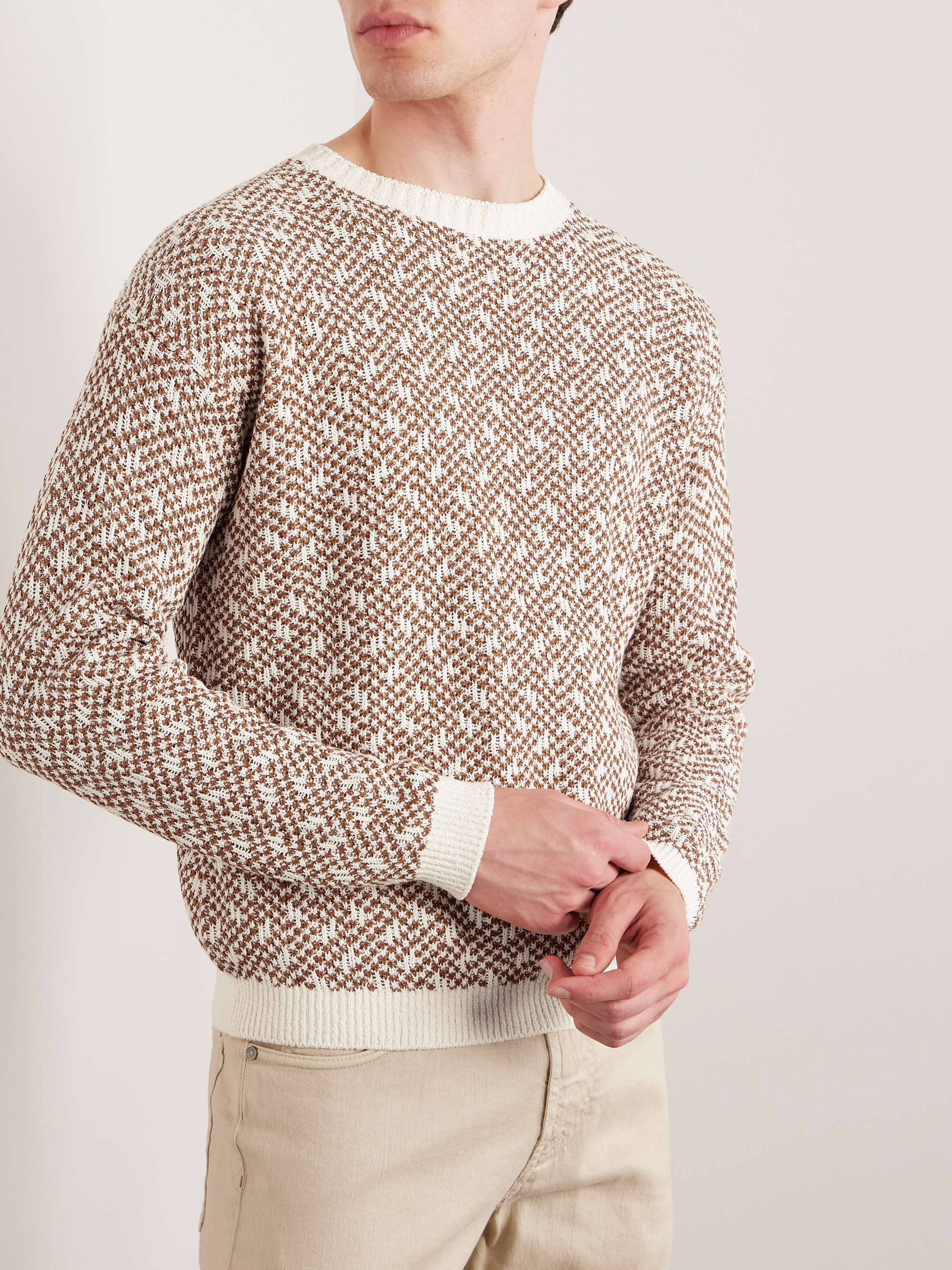 Jacquard-Knit Linen-Bouclé Sweater view