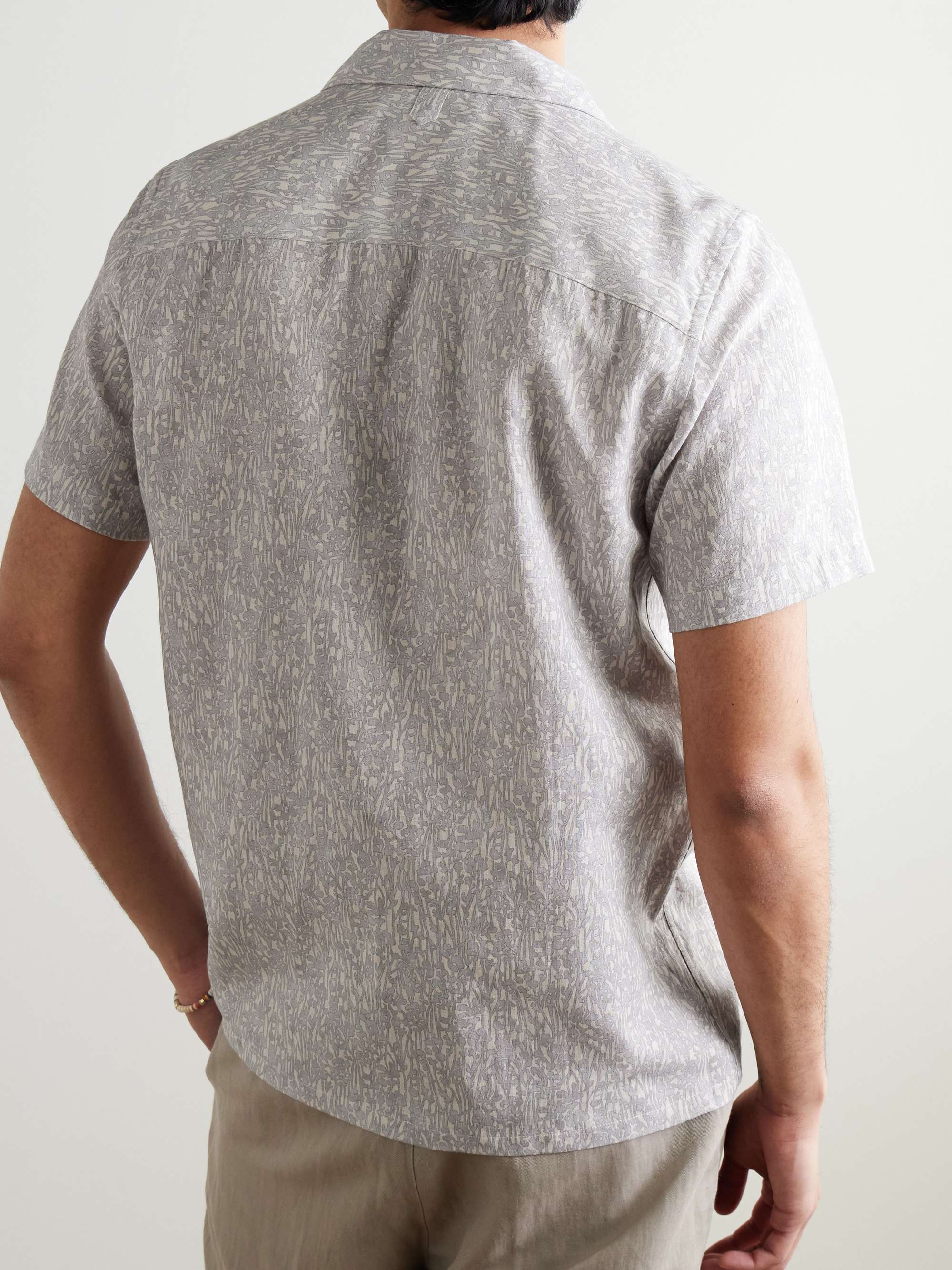 Camp-Collar Printed Linen and Cotton-Blend Shirt view