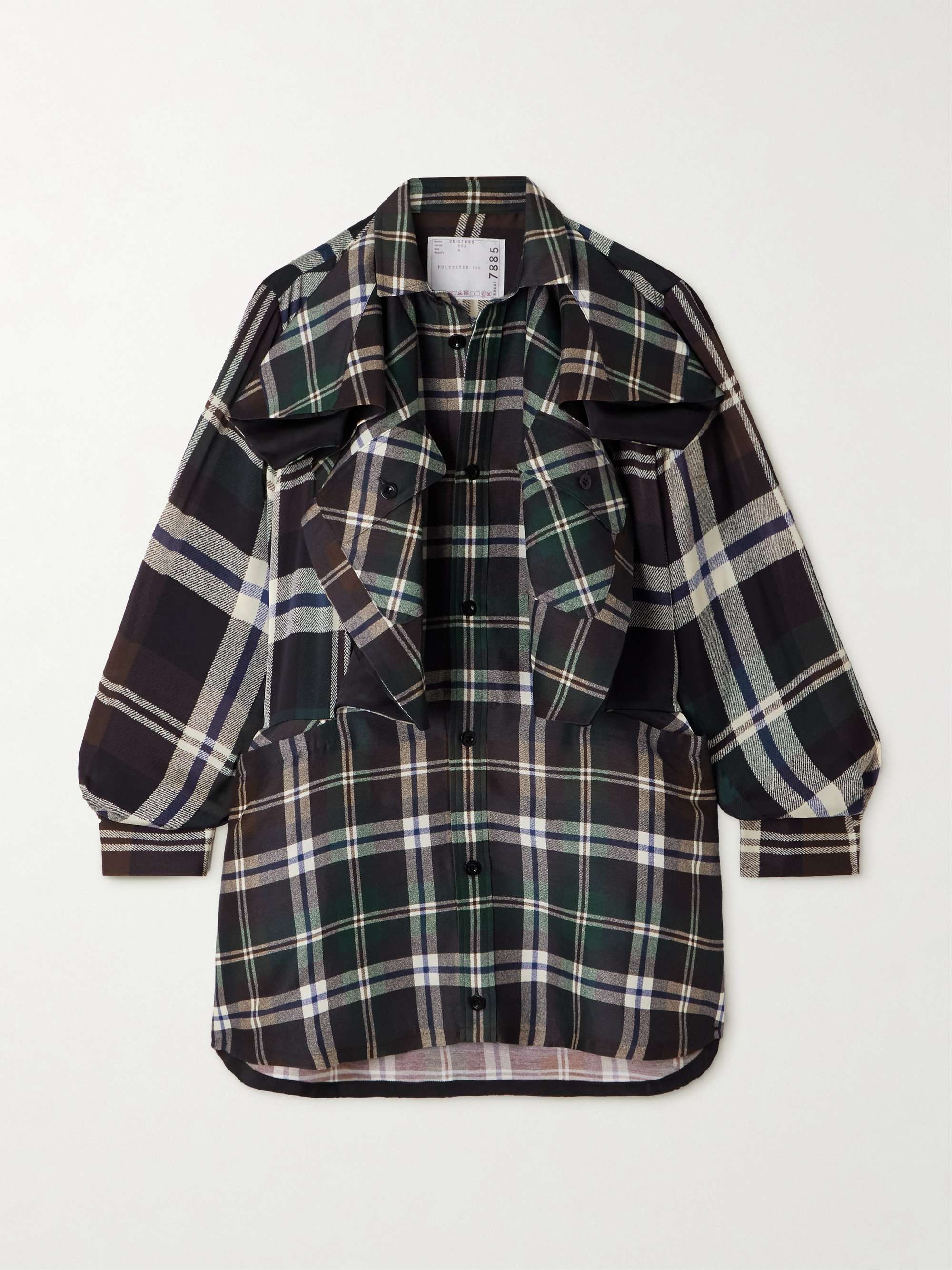 Ruffled checked woven mini shirt dress view