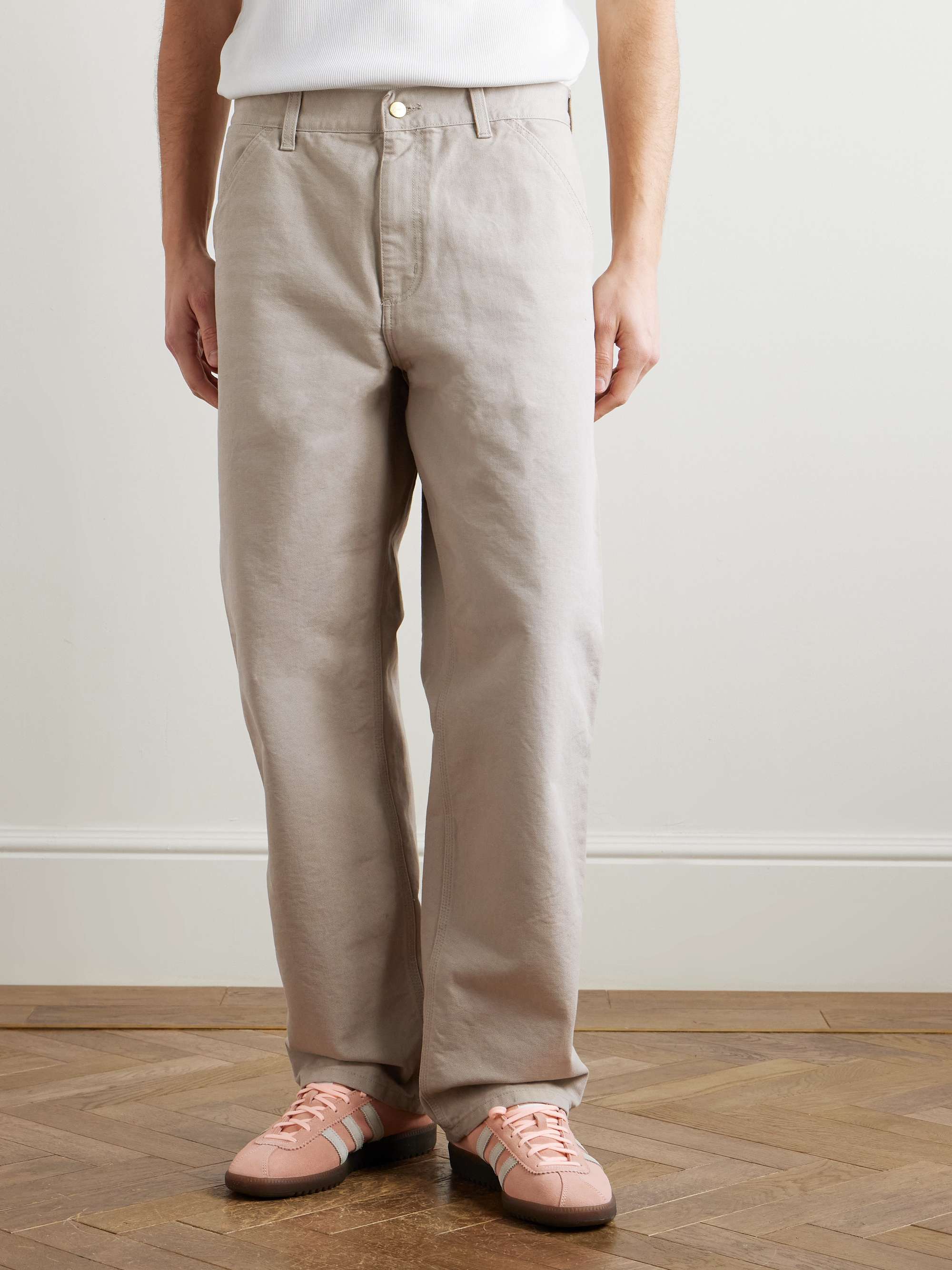 Single Knee Straight-Leg Cotton-Canvas Trousers view