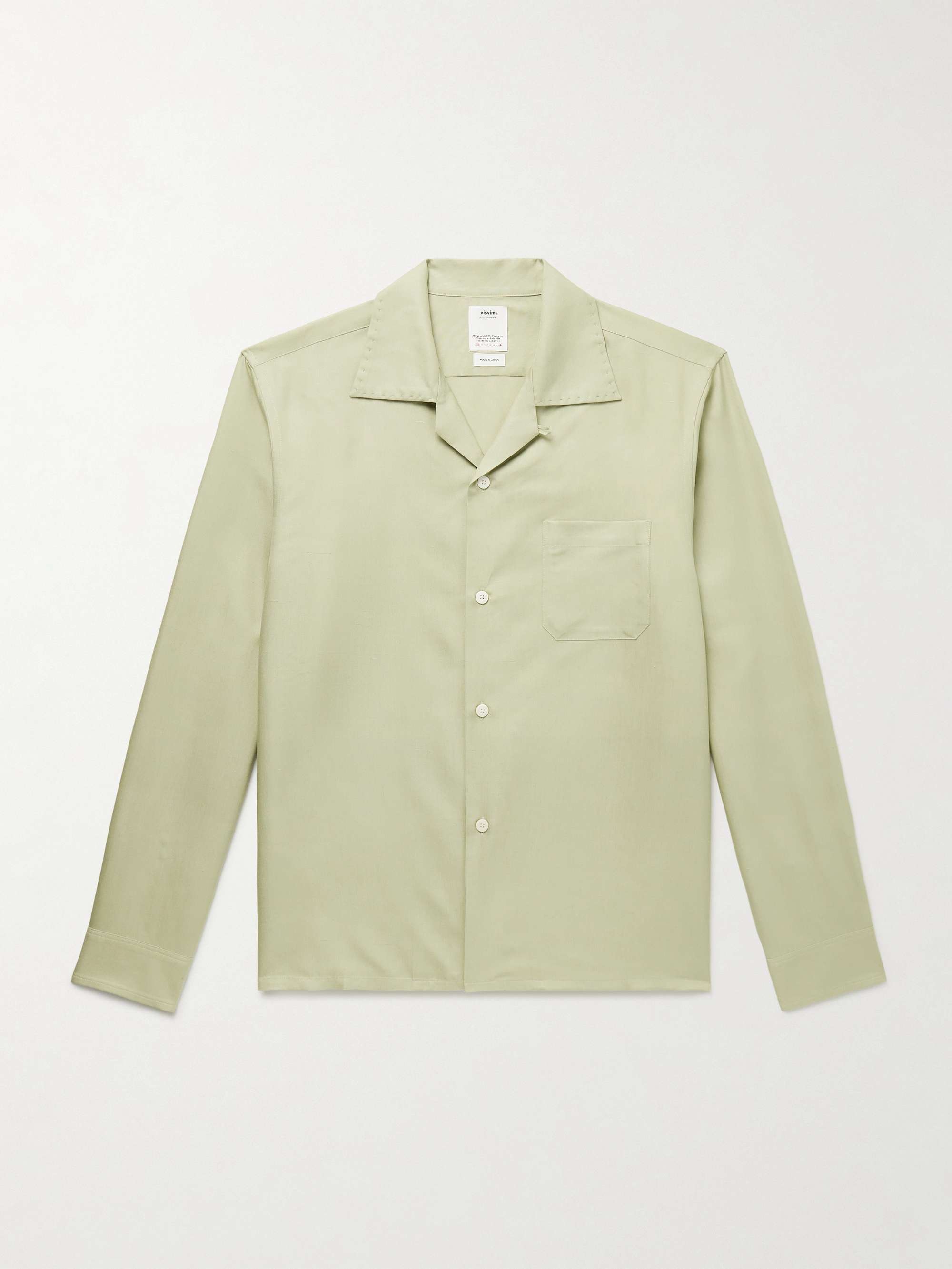 Keesey Convertible-Collar Silk-Shantung Shirt view