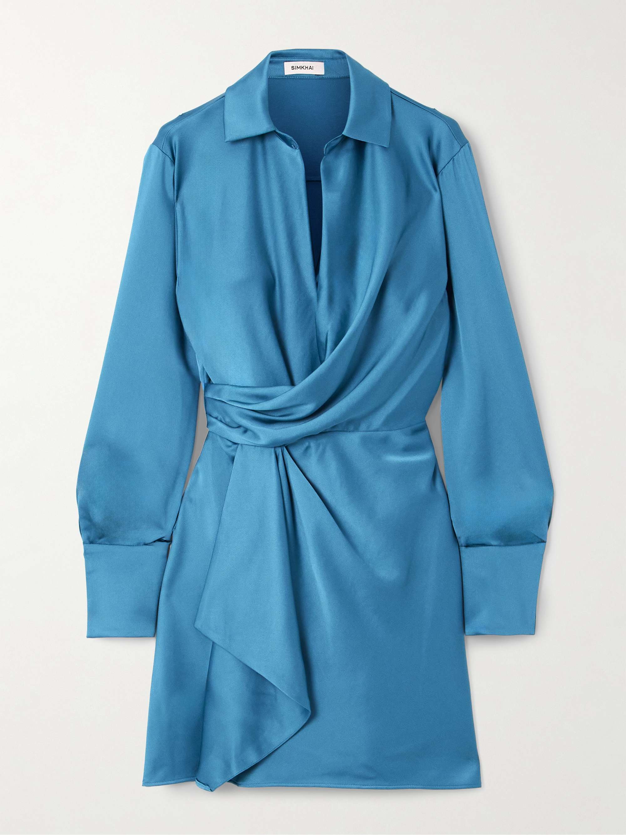 Talit wrap-effect draped satin mini dress view
