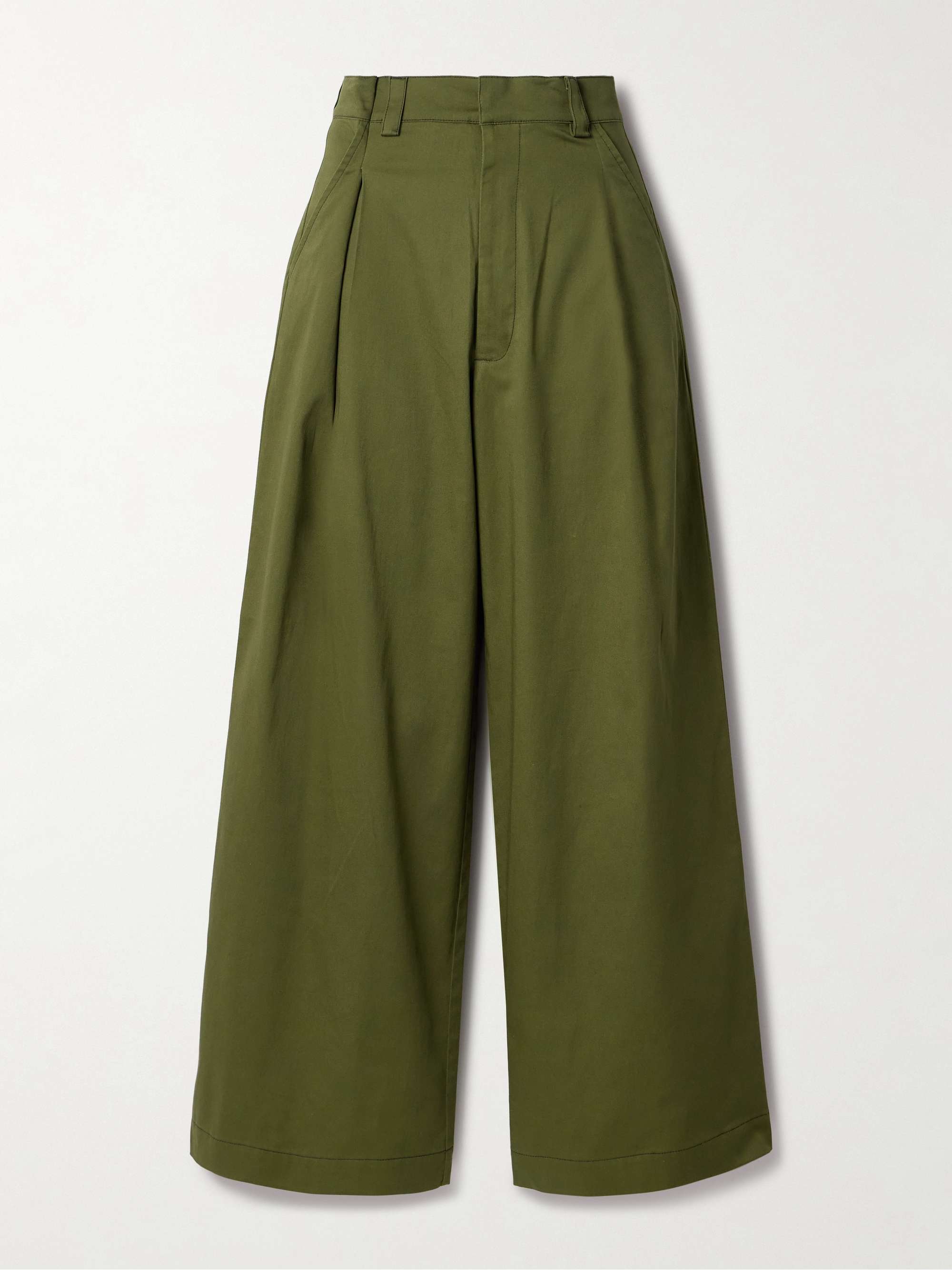 Olympe pleated cotton-blend wide-leg pants view