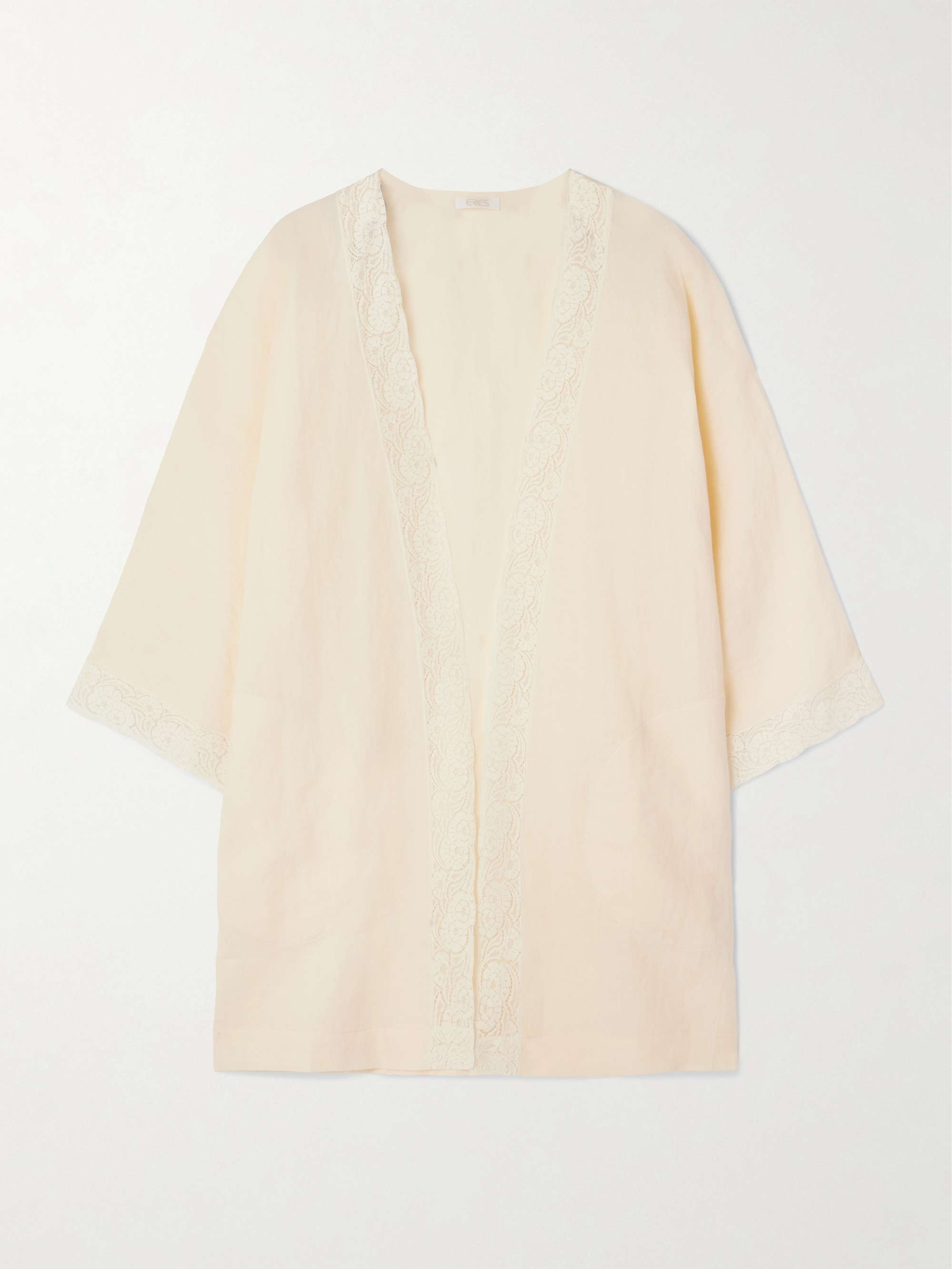 Colline lace-trimmed linen robe view