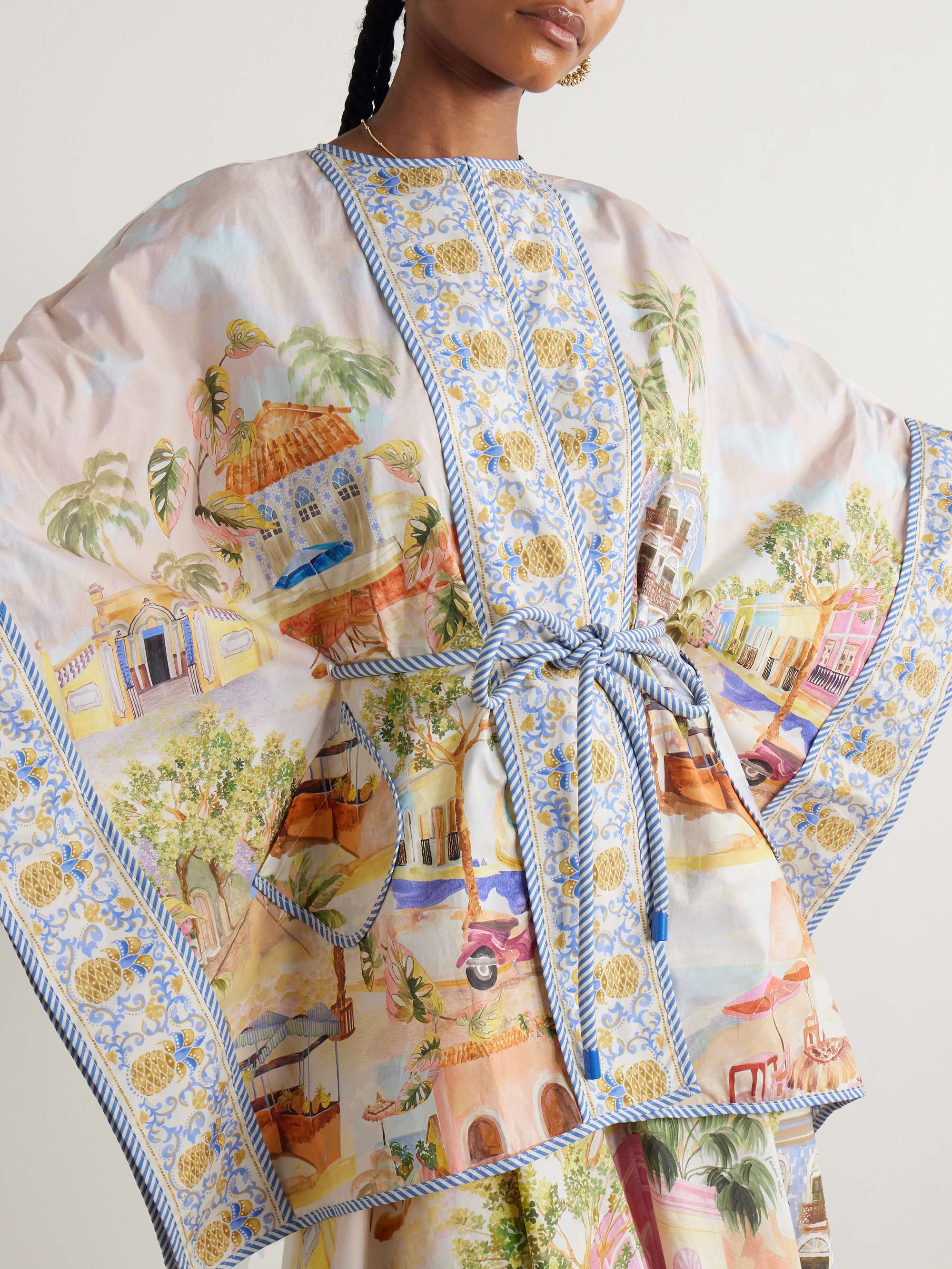 Aracati belted printed organic cotton-poplin tunic view