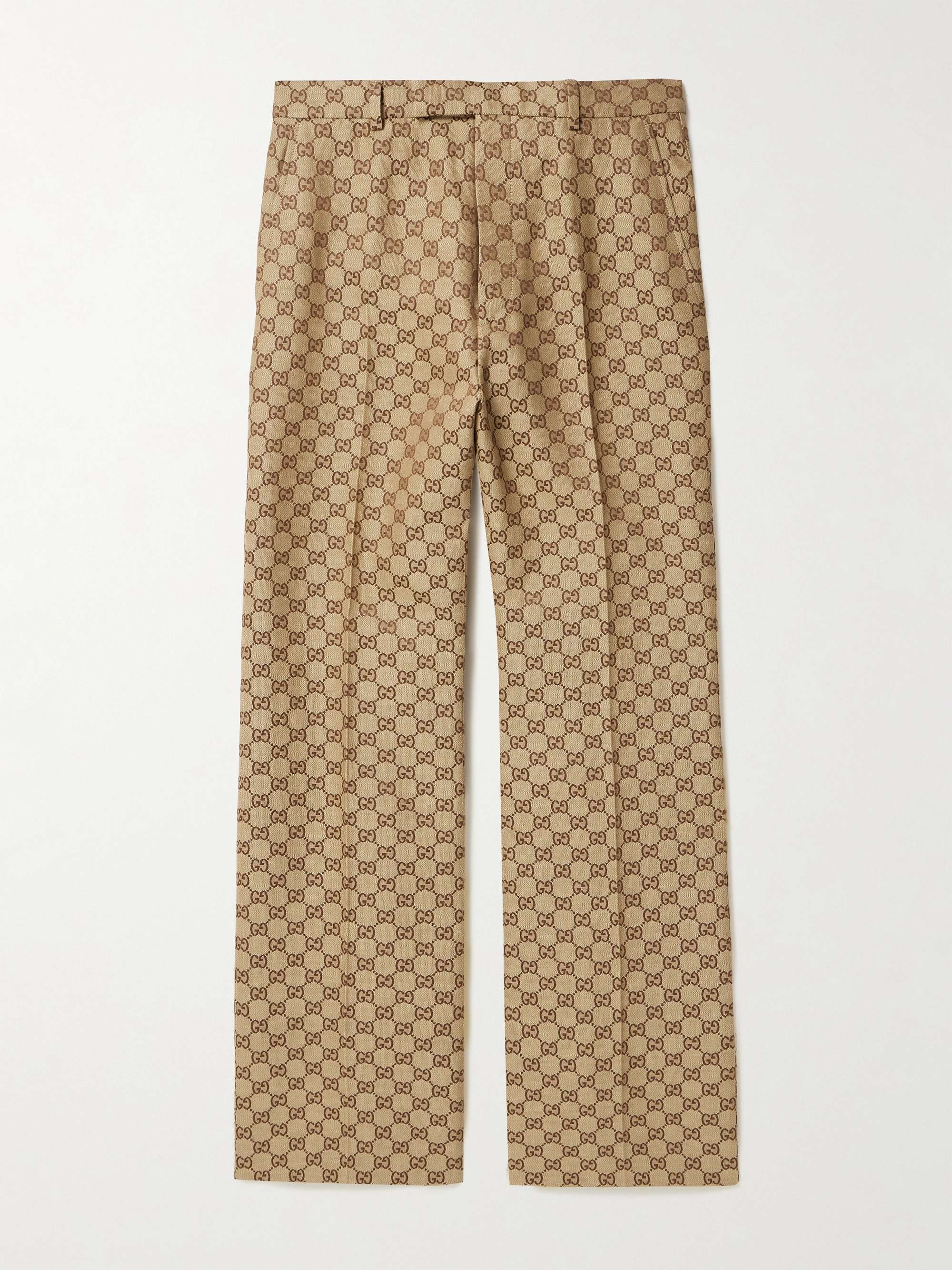 Aria Flared Monogrammed Linen-Blend Suit Trousers view
