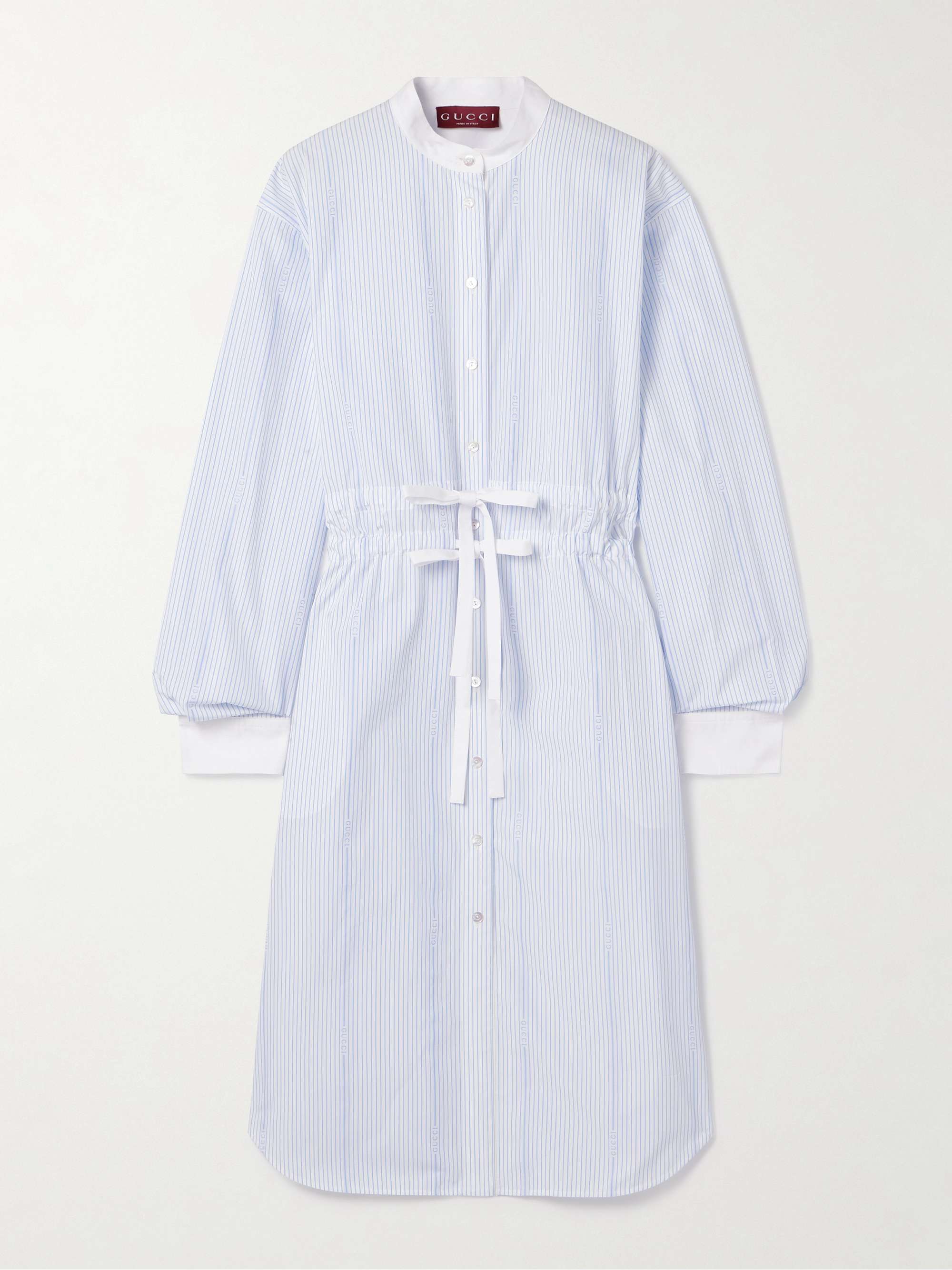 Striped cotton-poplin midi shirt dress view