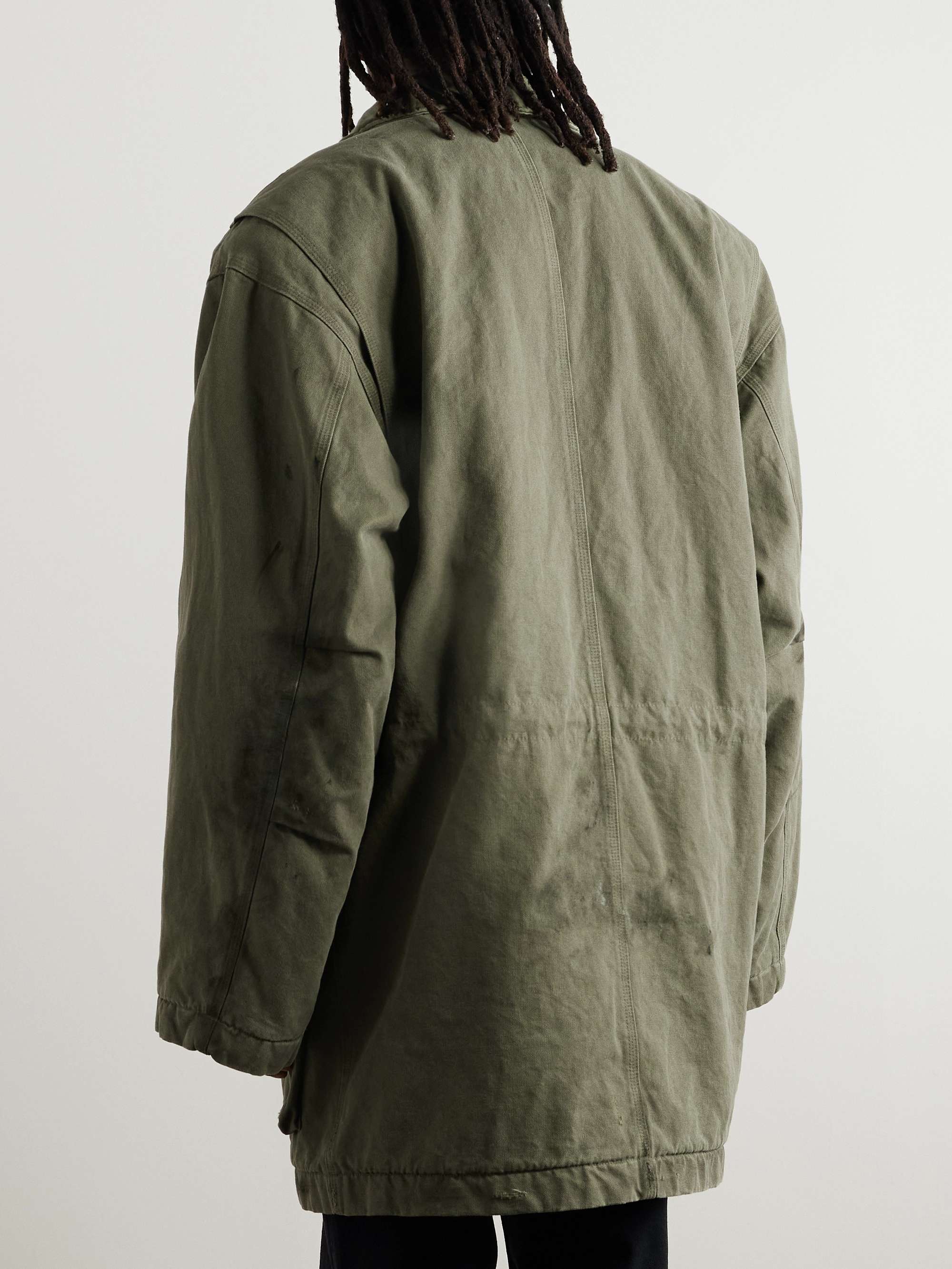 Distressed Cotton-Canvas Coat view