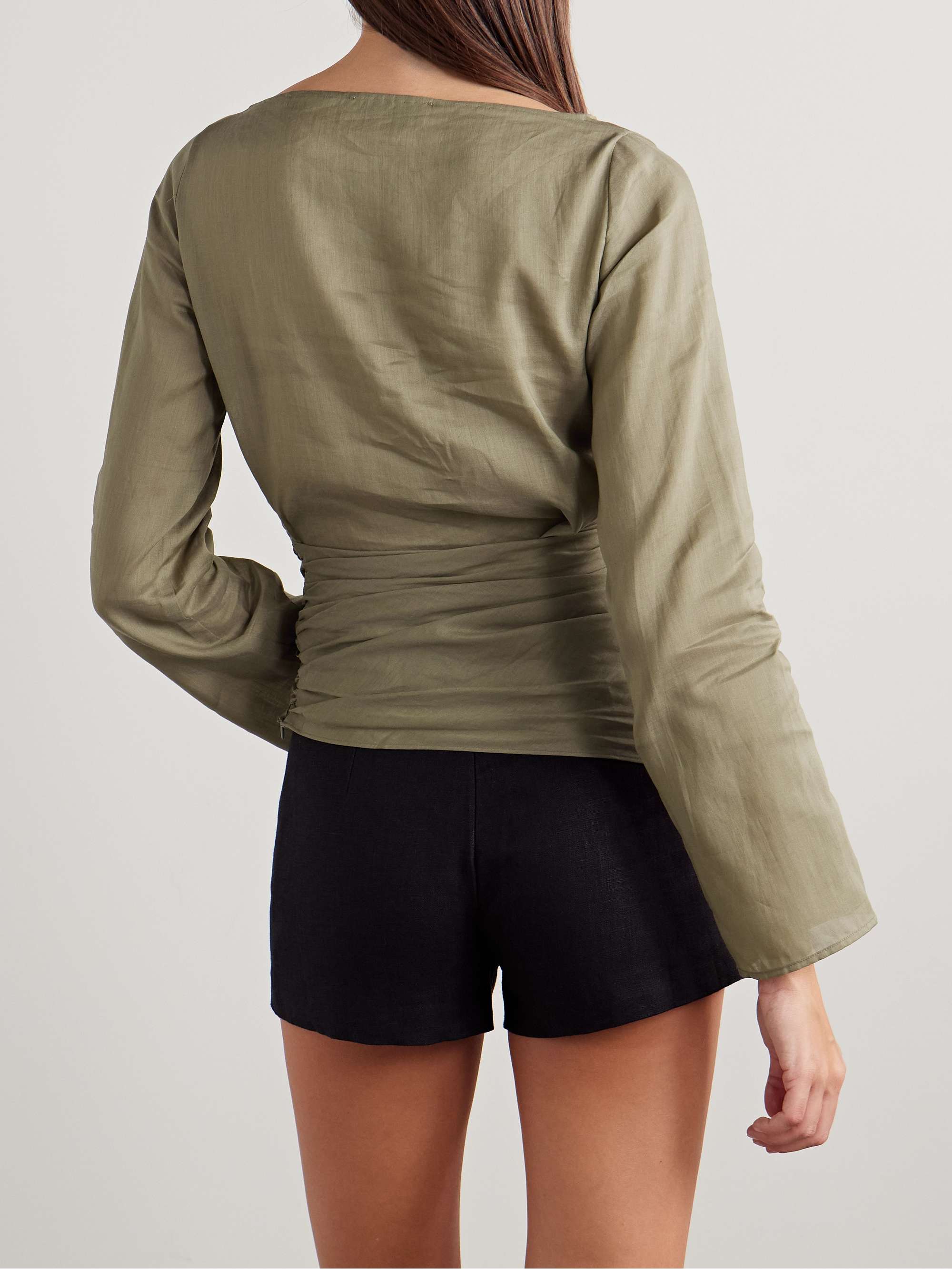 Adelia draped ramie and silk-blend top view