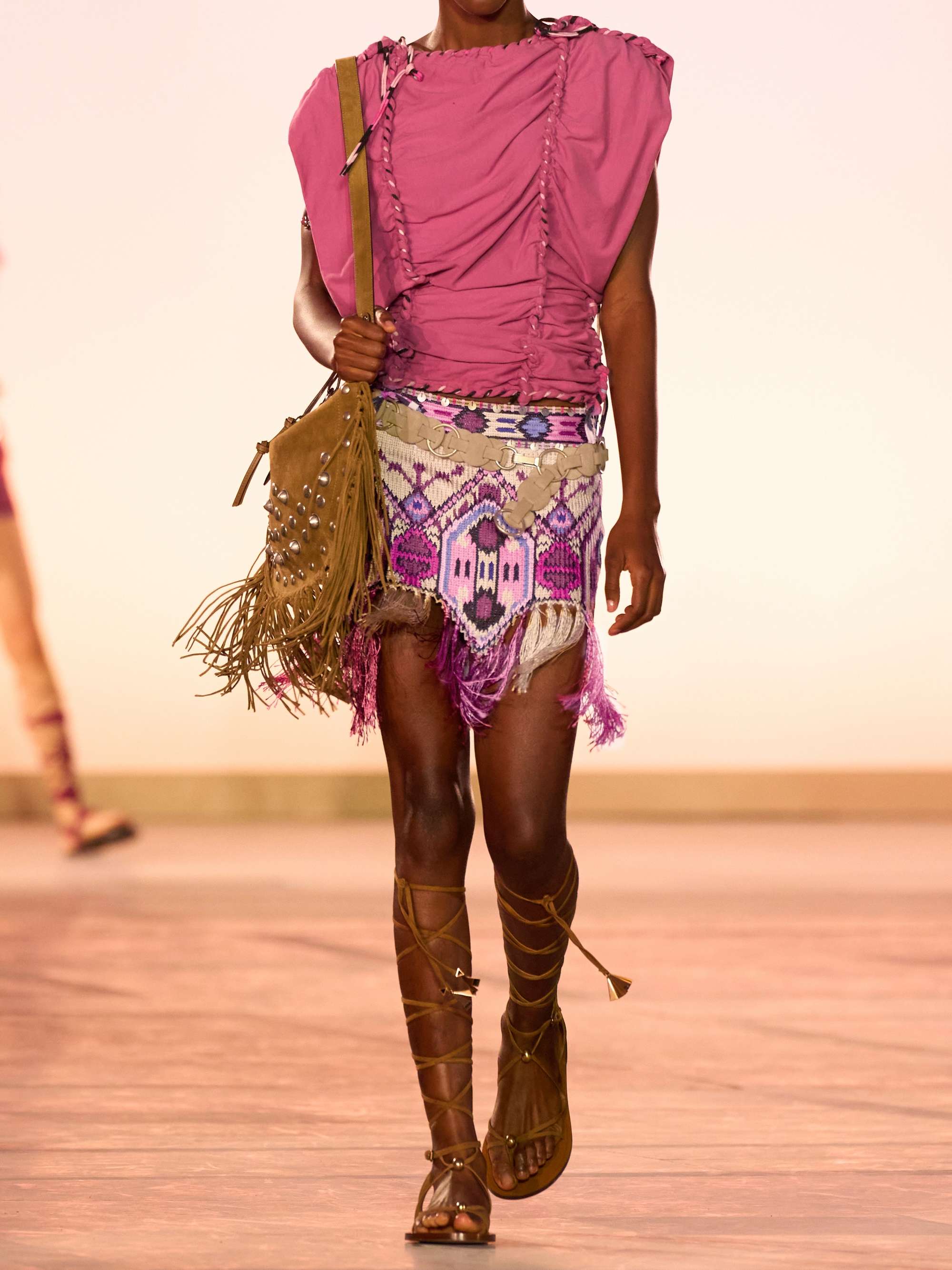 Yolana fringed sequin-embellished jacquard-knit cotton mini skirt view