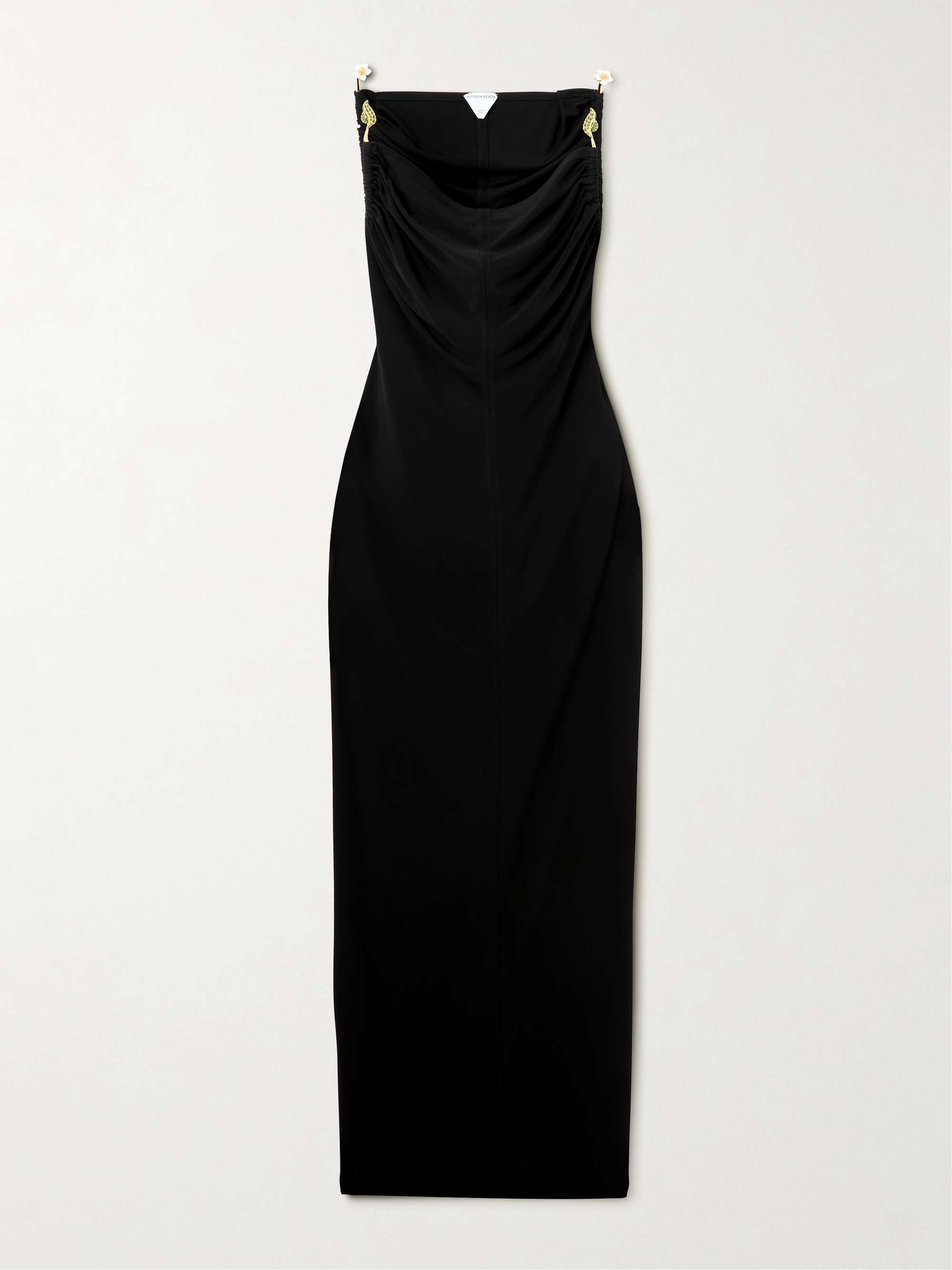 Embellished ruched crepe maxi dress view