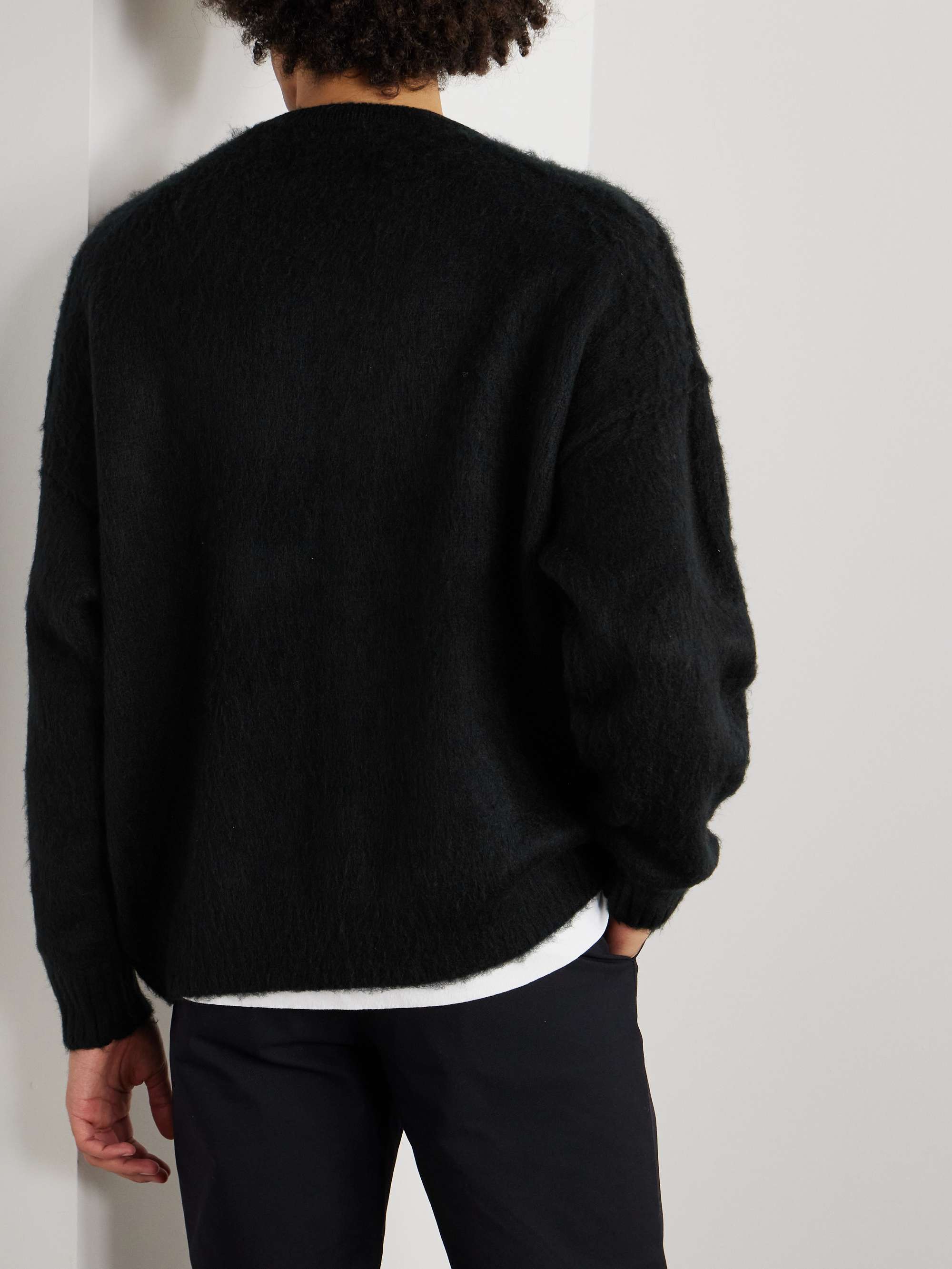 Logo-Appliquéd Brushed-Knit Cardigan view