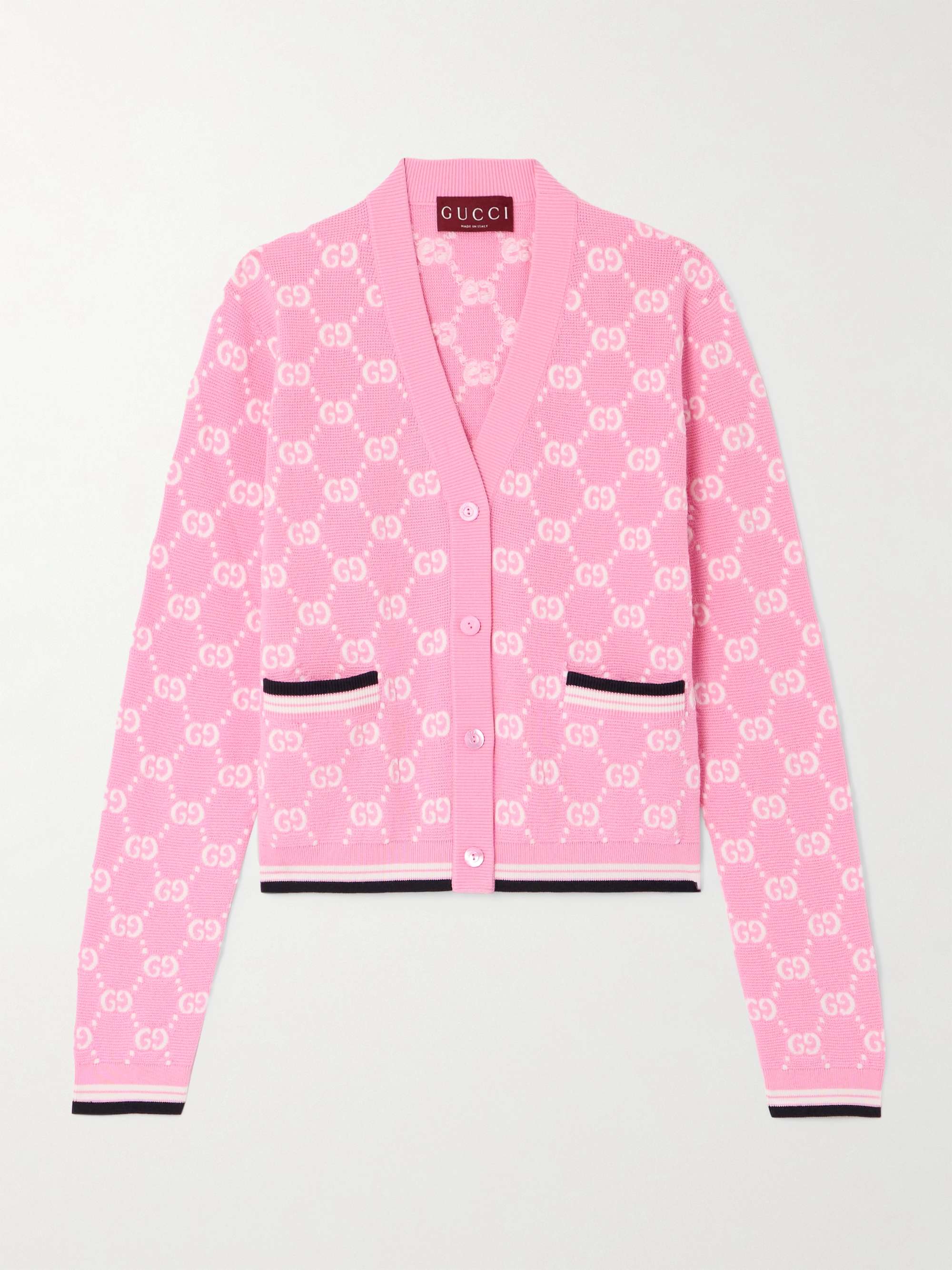 Papiro webbing-trimmed jacquard-knit cotton cardigan view