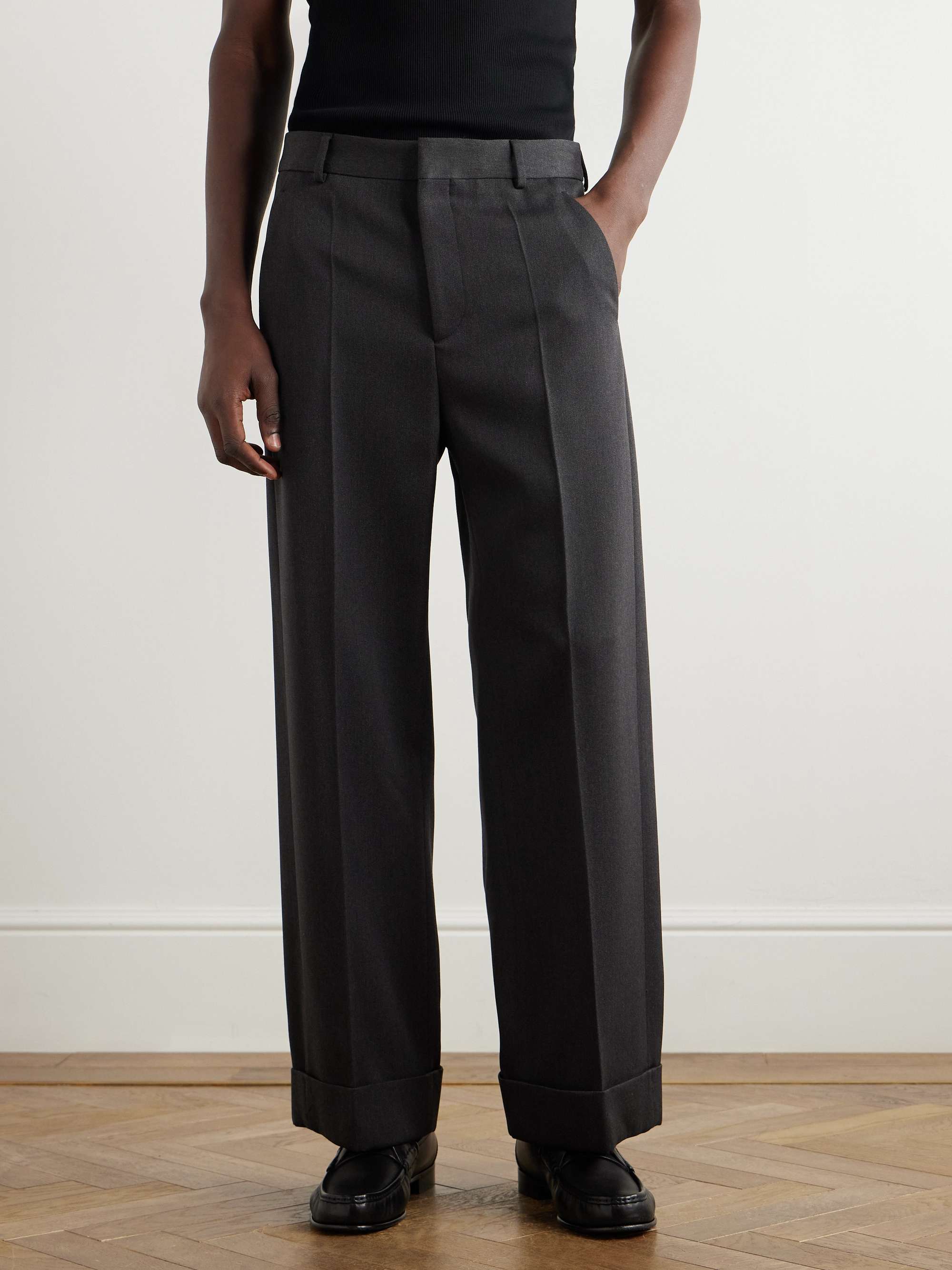 Straight-Leg Grain de Poudre Virgin Wool Trousers view