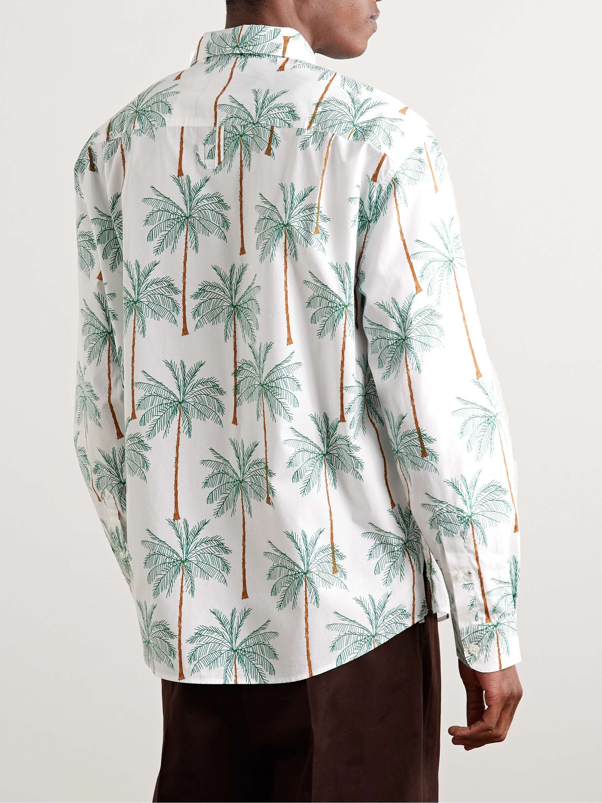 Simon Logo-Embroidered Printed Cotton-Poplin Shirt view