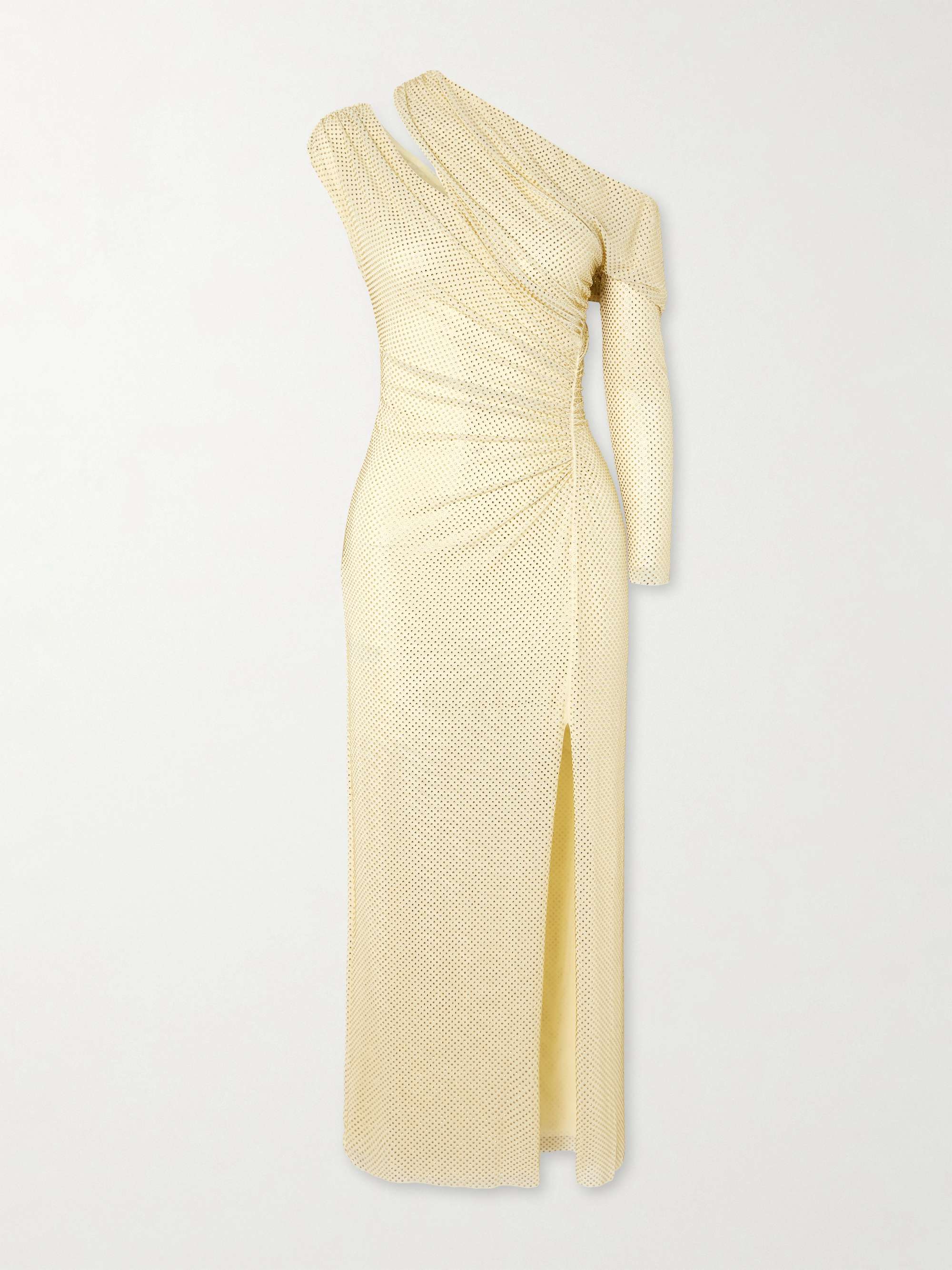 Asymmetric crystal-embellished stretch-jersey midi dress view
