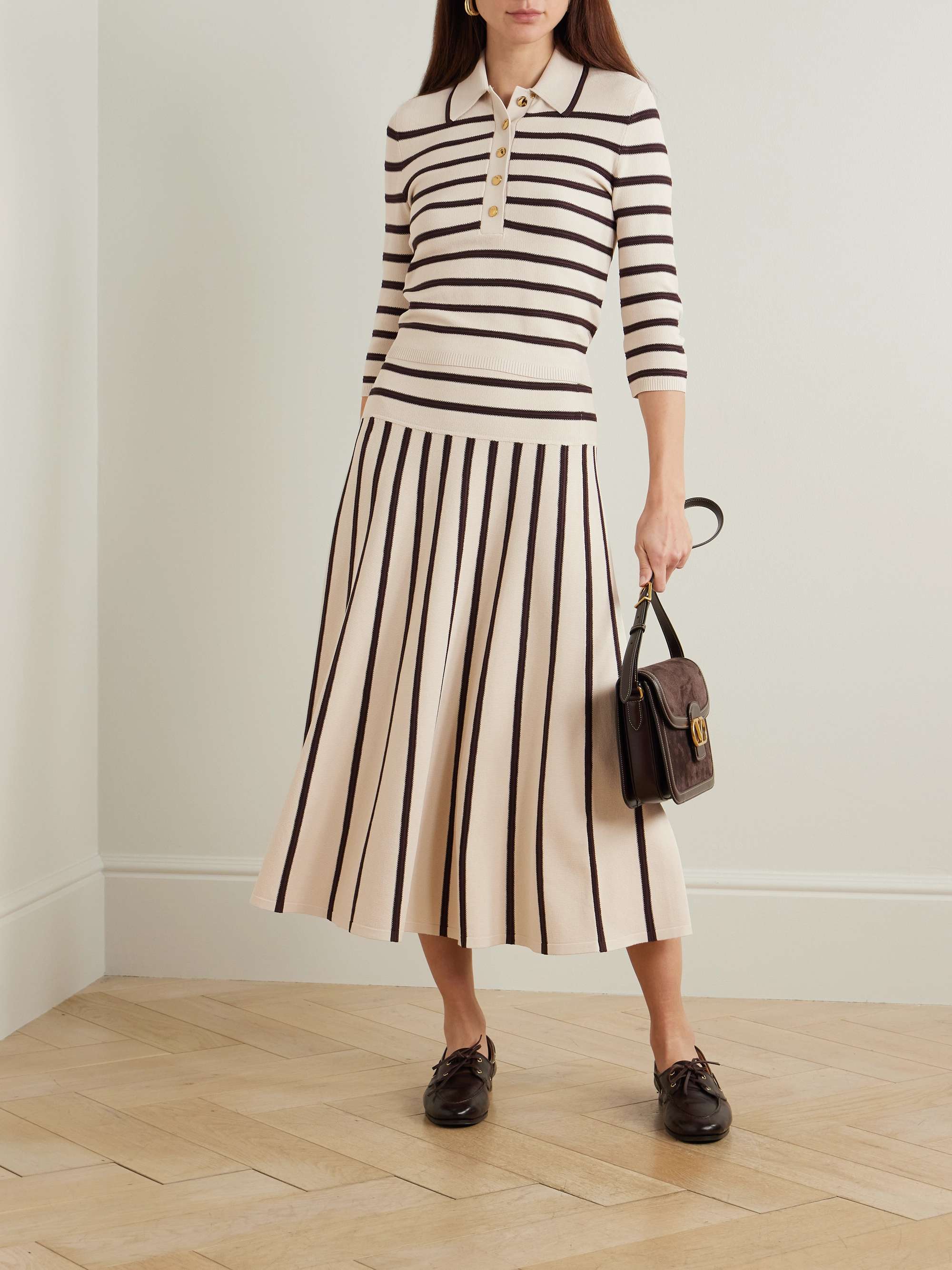 Illuminate cropped striped knitted sweater view