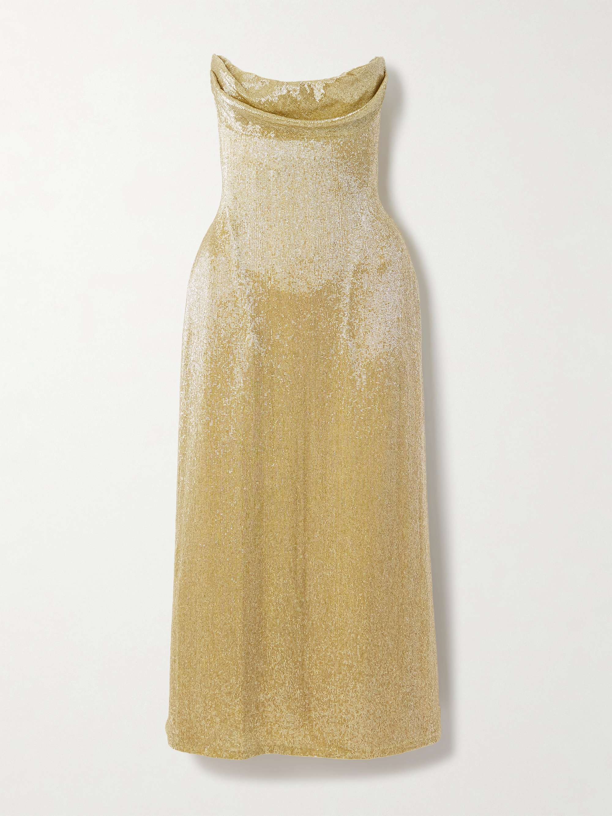 Beaded strapless chiffon midi dress view