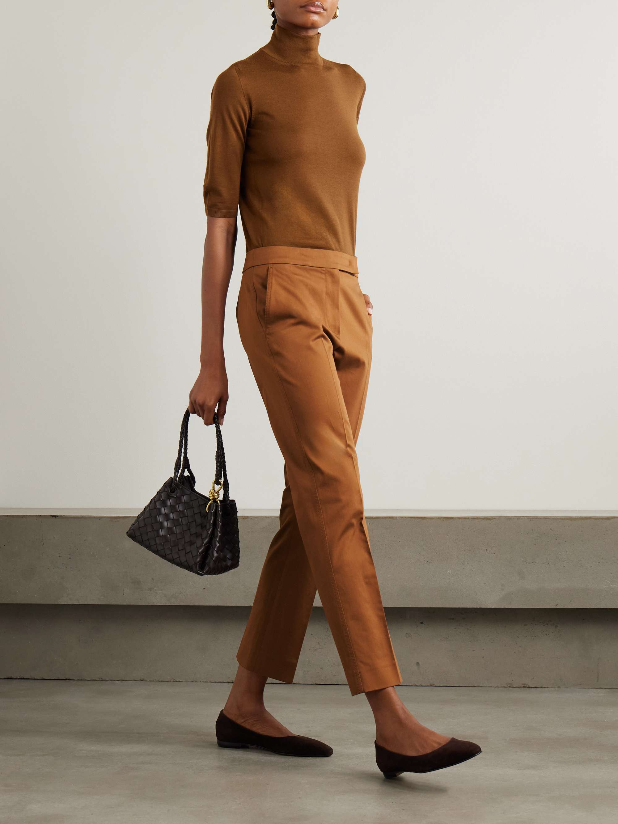 Okra cotton-blend straight-leg pants view