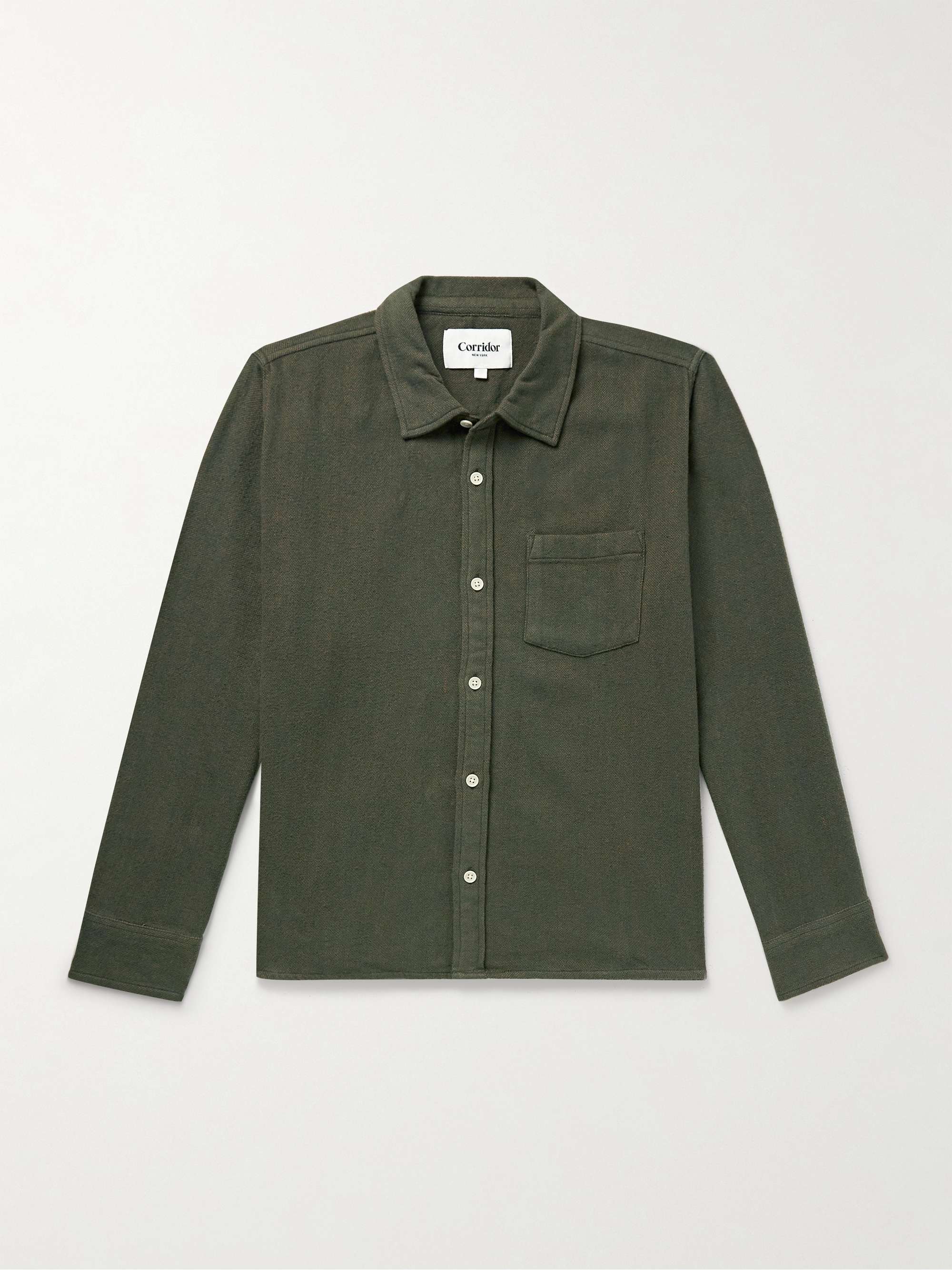 Pin-Dot Brushed Cotton-Flannel Shirt view