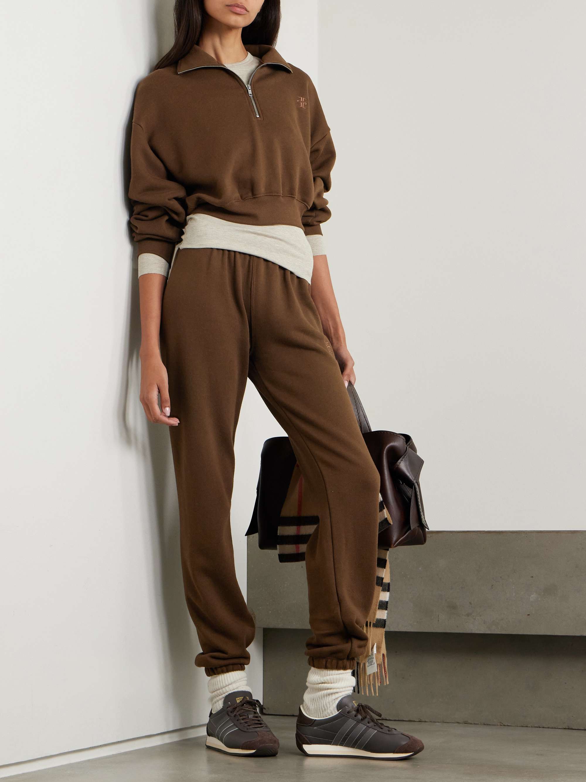 Cropped embroidered cotton and modal-blend sweater view