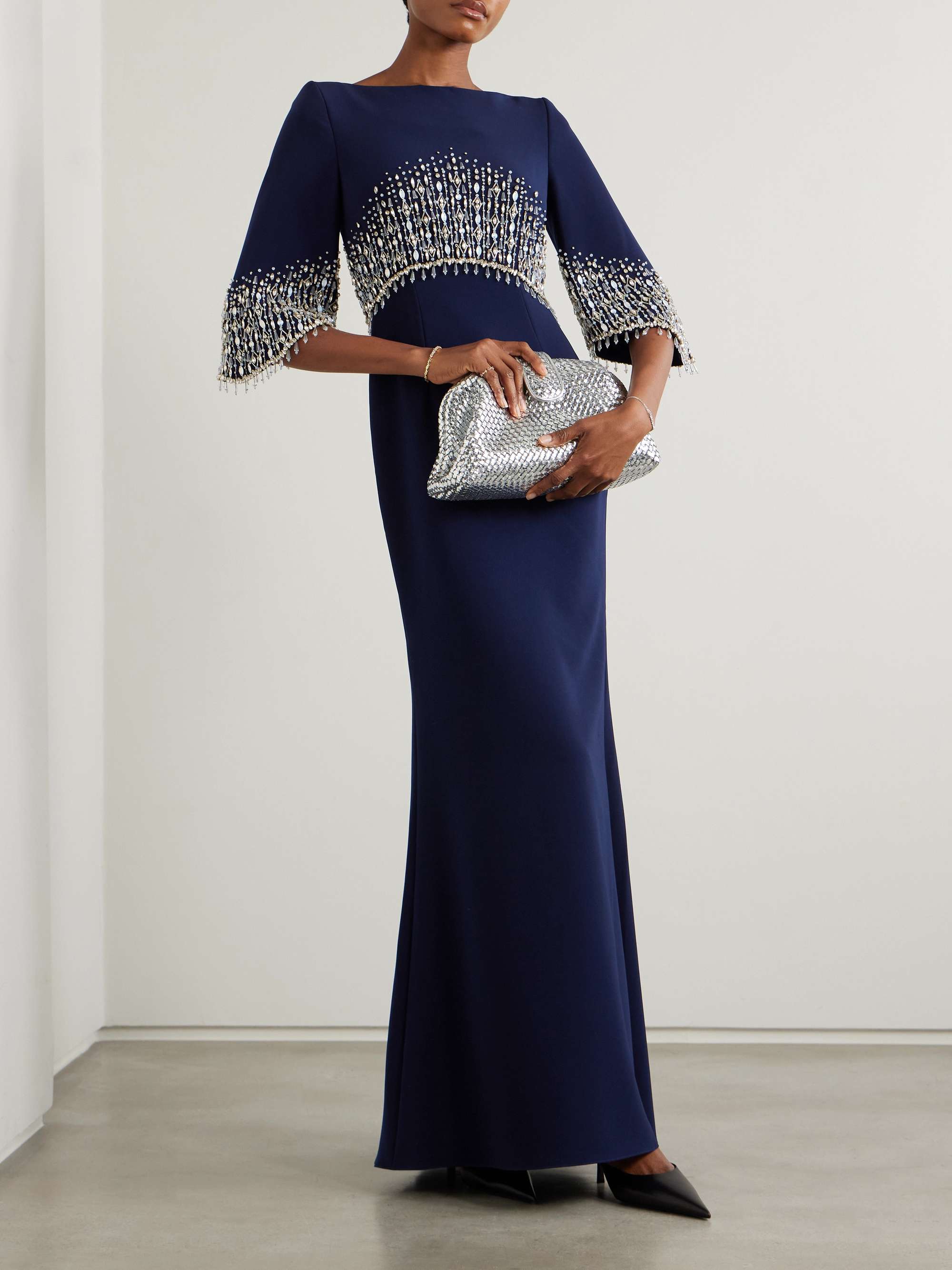 Electra embellished crepe gown view
