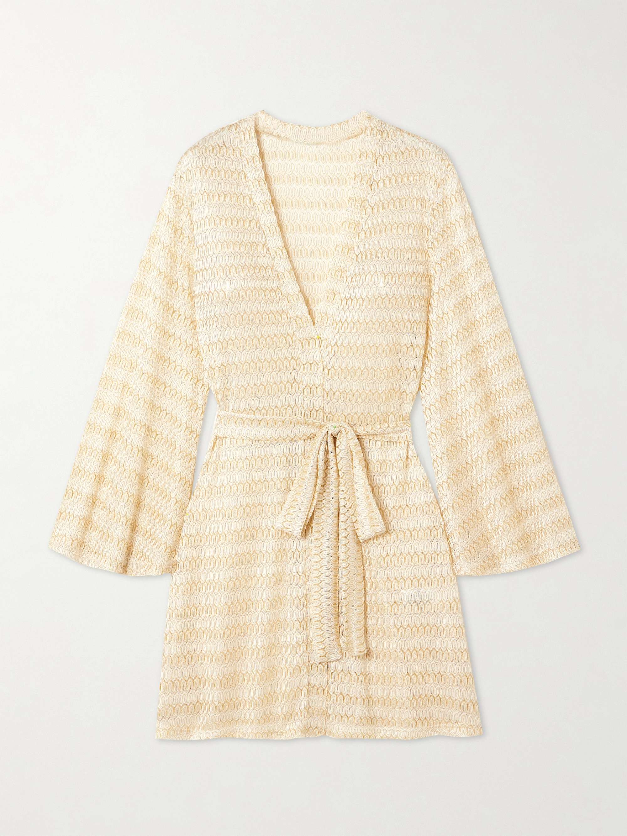 Anna belted metallic crocheted coverup view