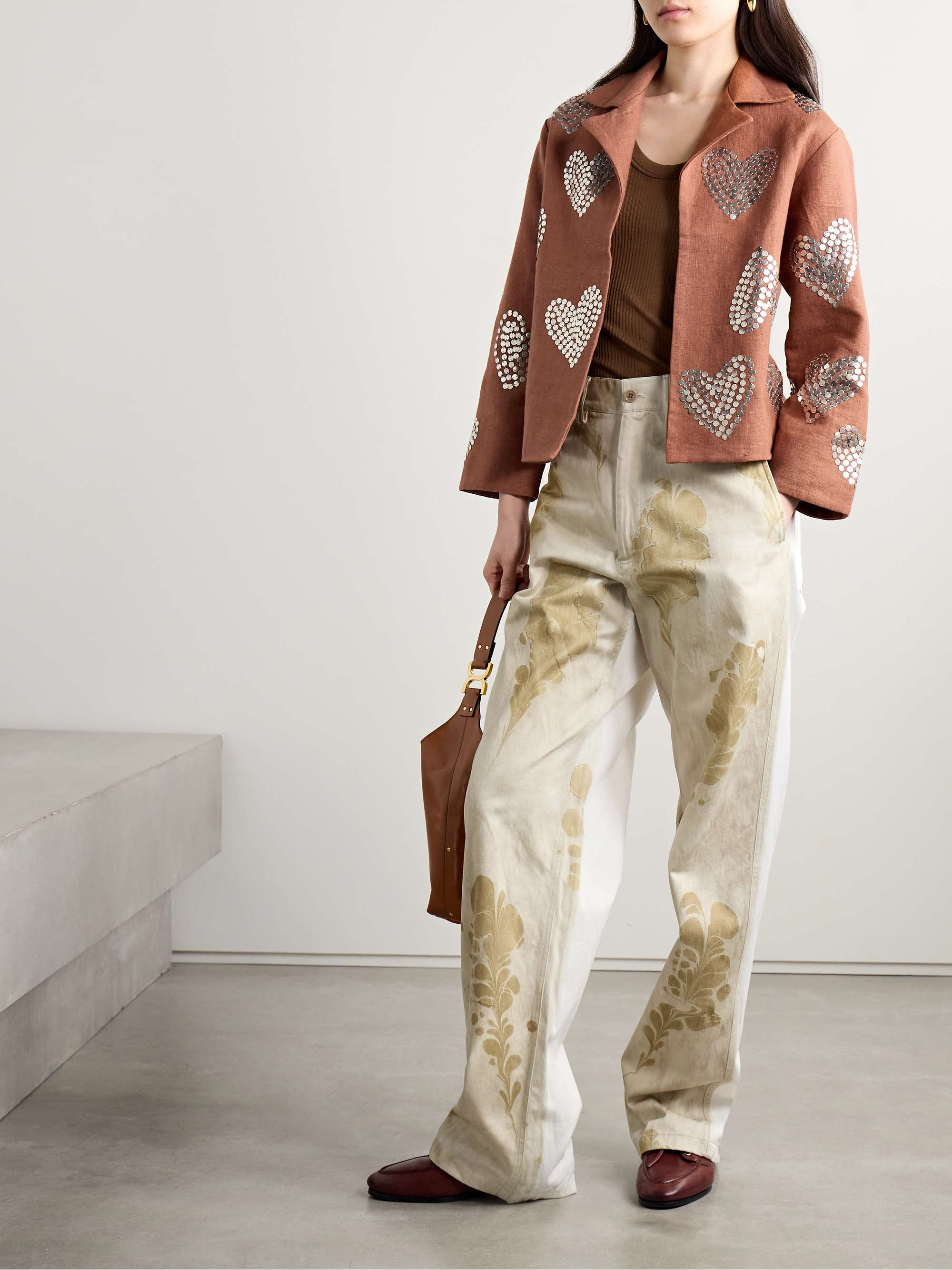 Embellished linen jacket view