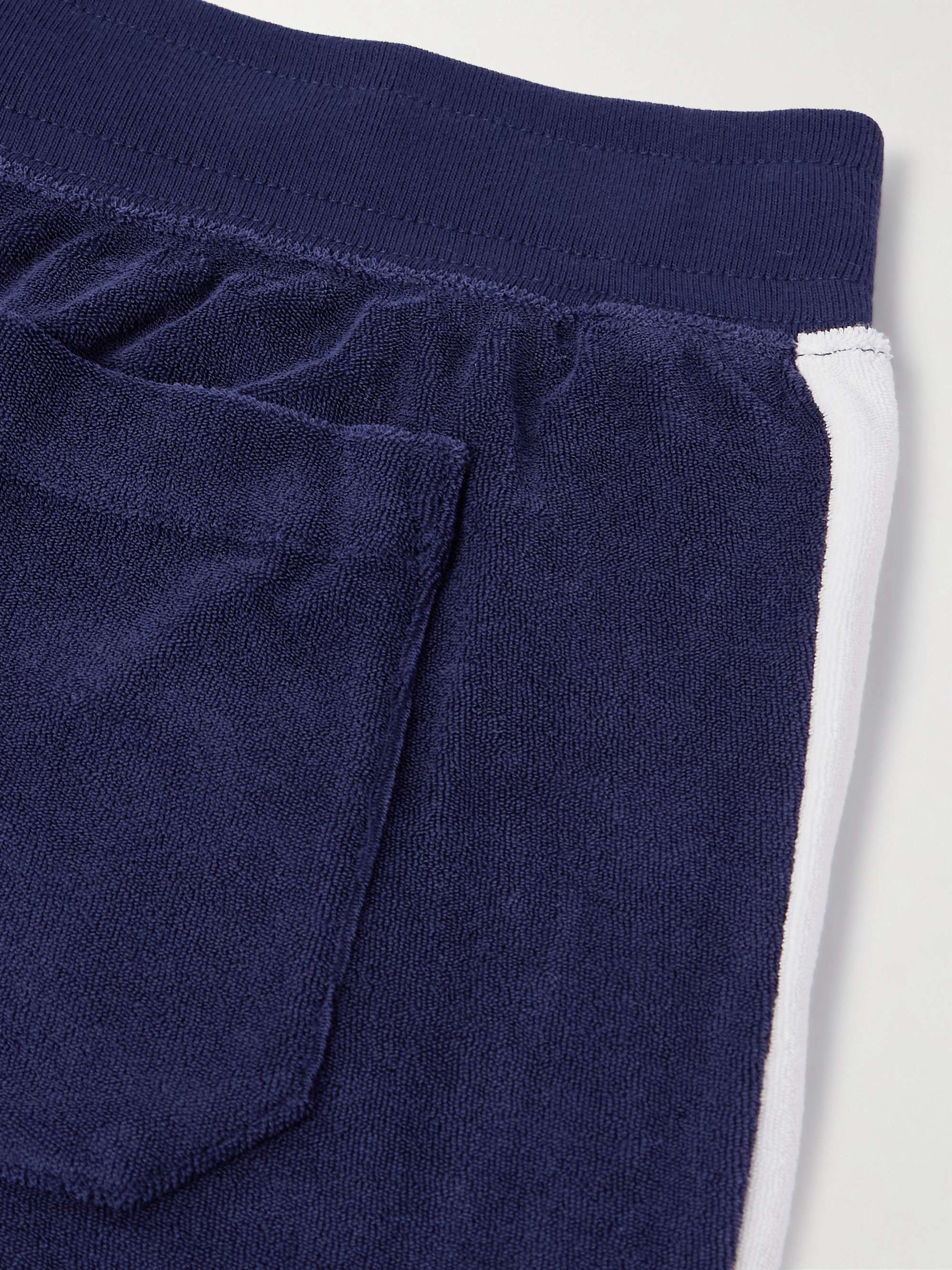 Straight-Leg Logo-Embroidered Striped Cotton-Blend Terry Shorts view