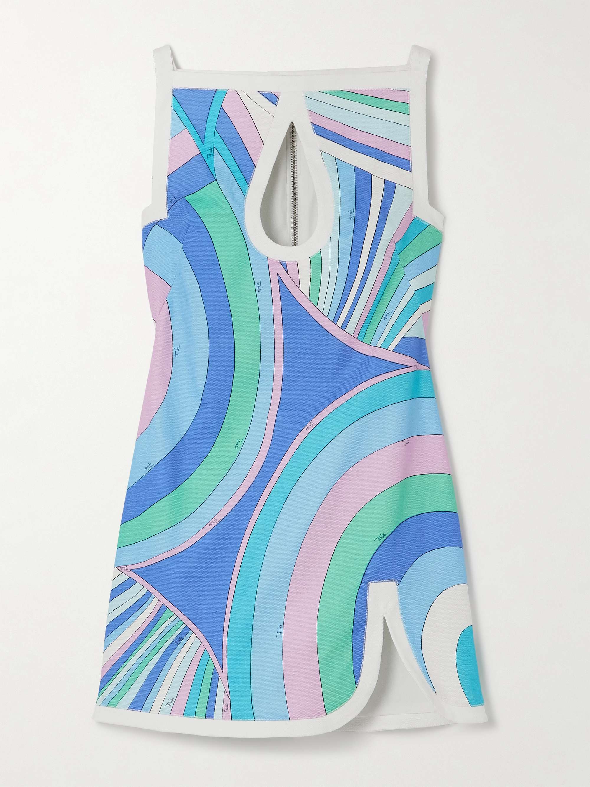 Cut-out printed cotton-blend canvas mini dress view