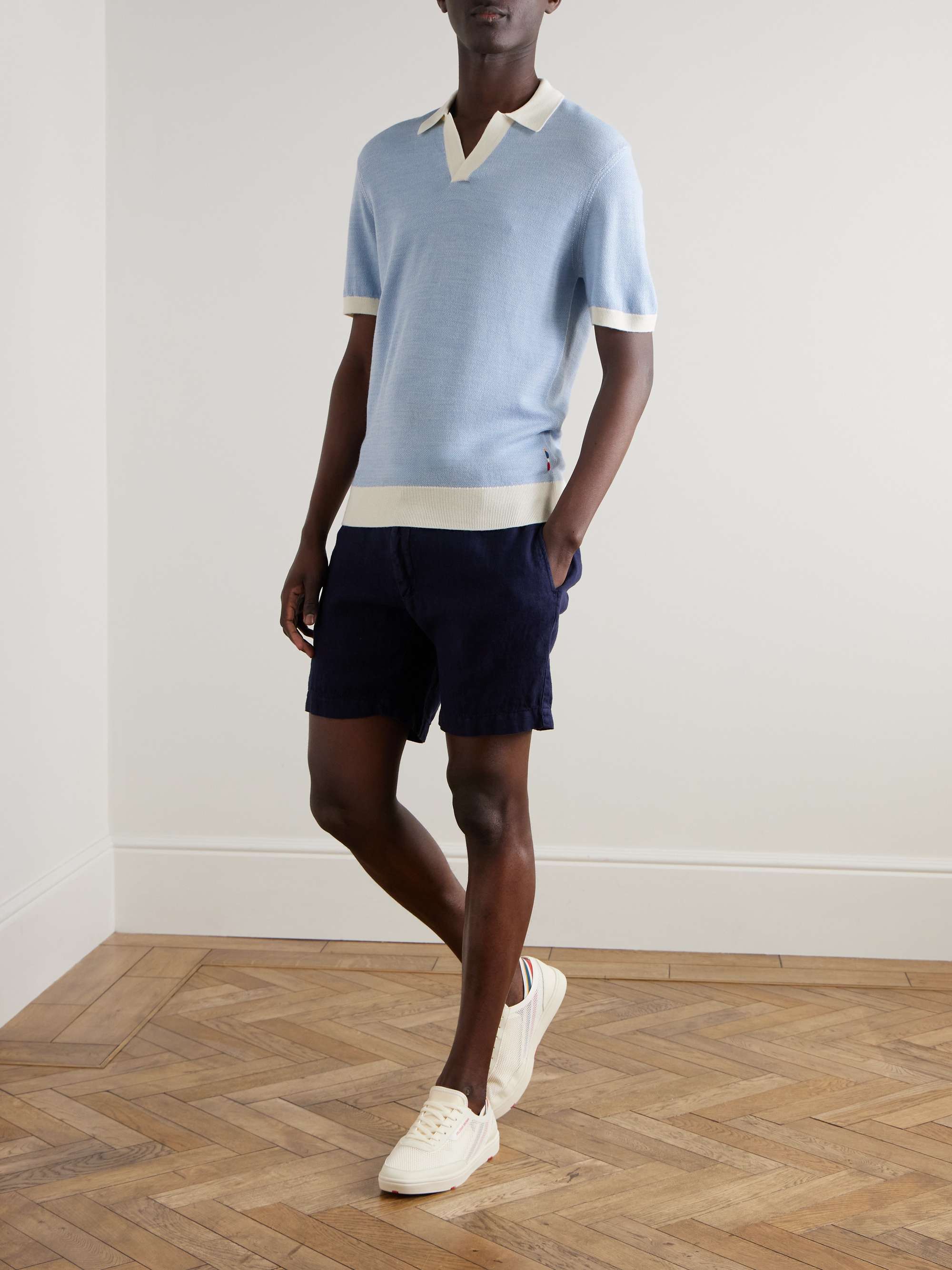 Horton Slim-Fit Wool and Cotton-Blend Polo Shirt view