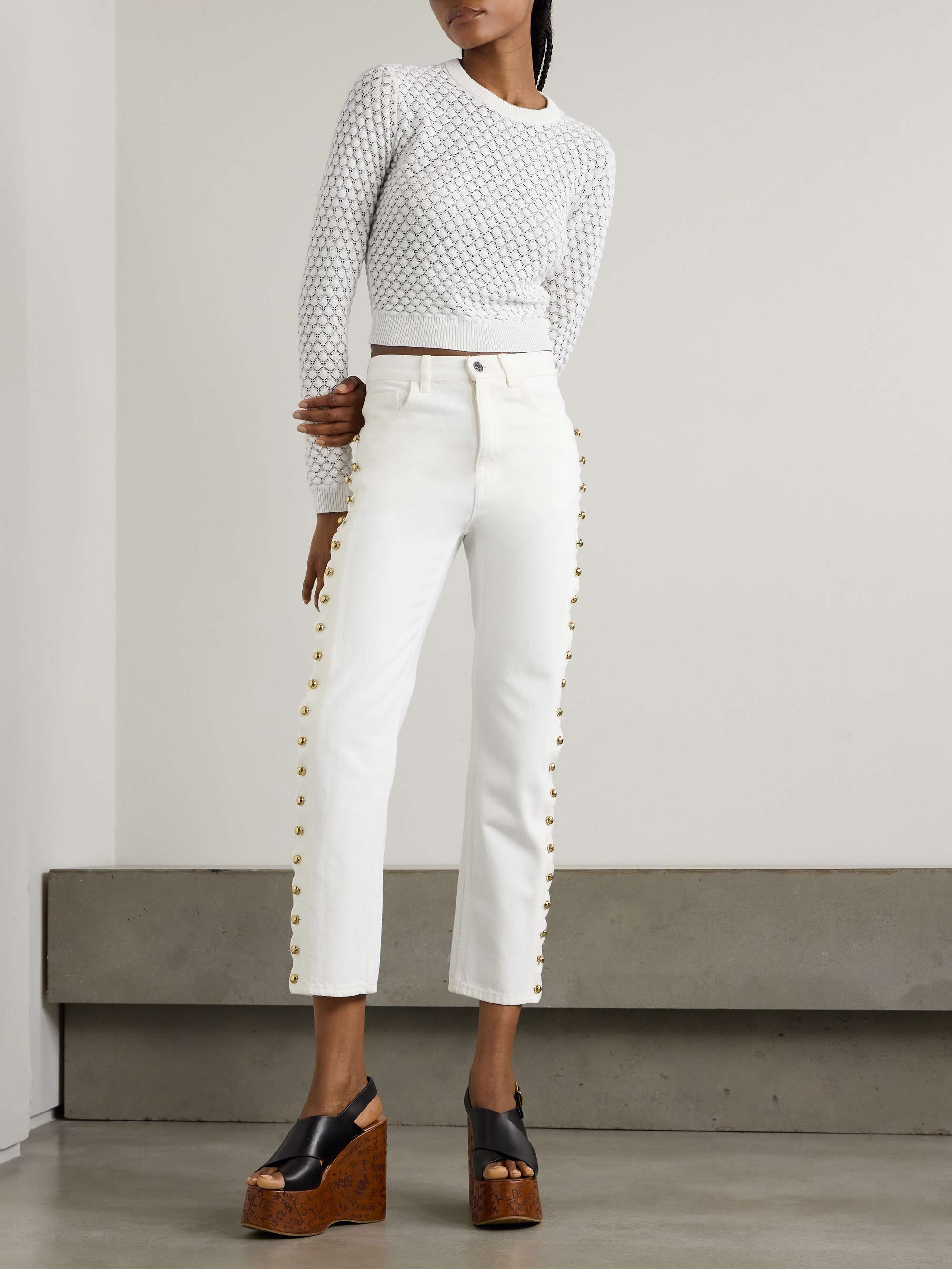 Cropped cotton sweater view