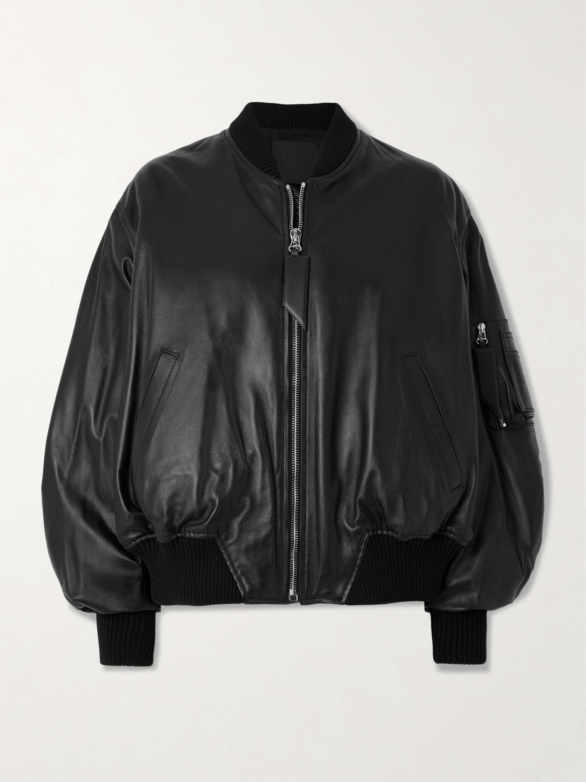 Leather bomber jacket view