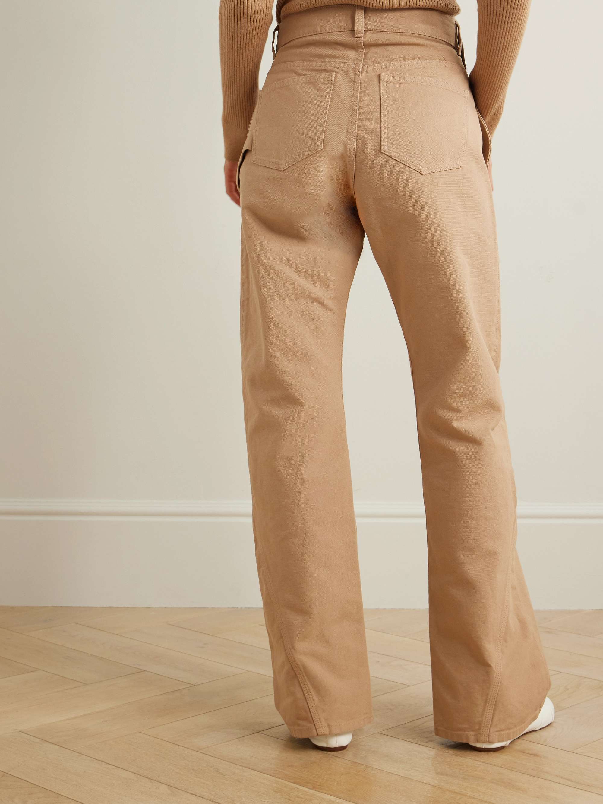 Twisted asymmetric embroidered cotton-canvas pants view
