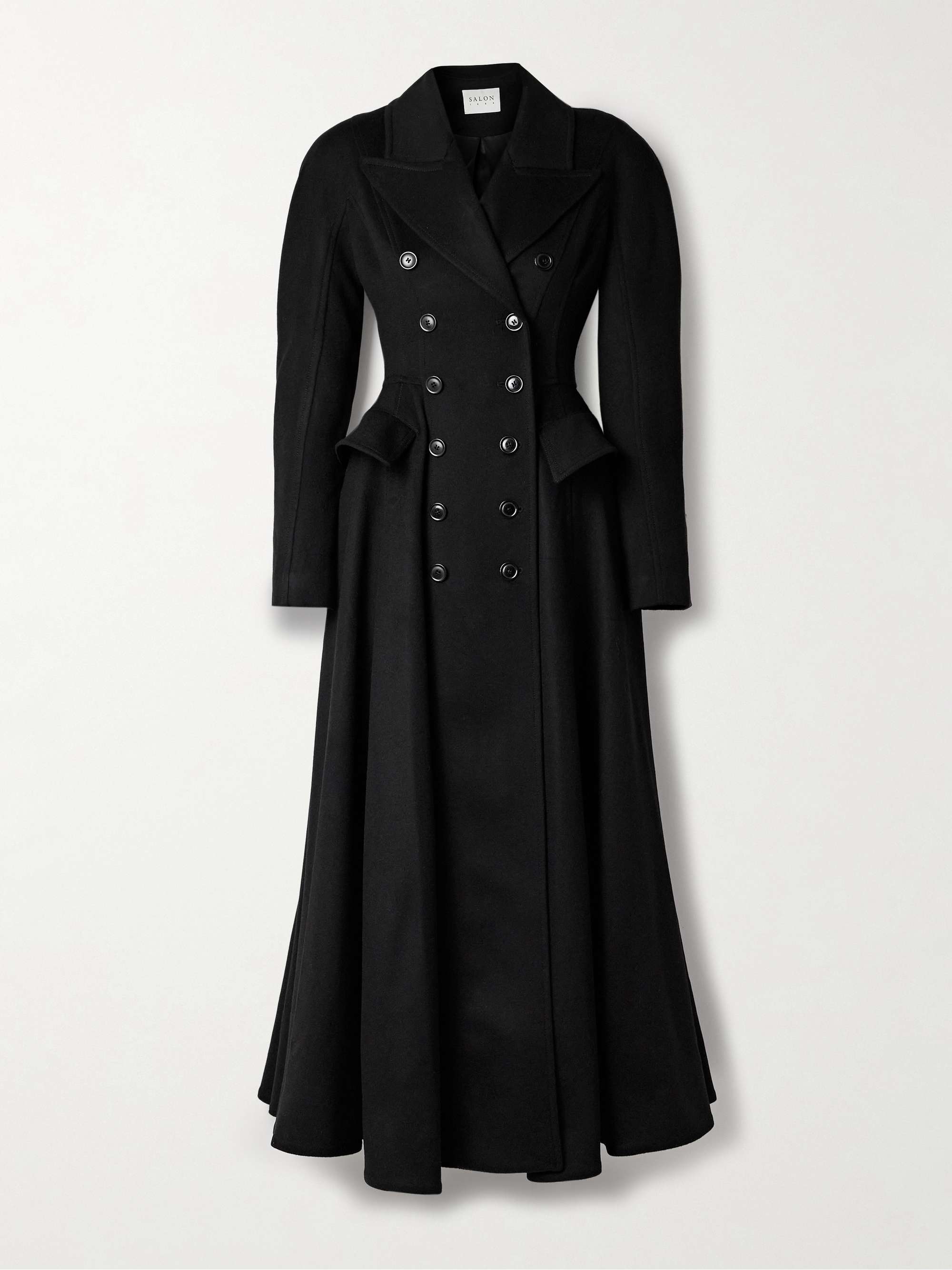 Etienne double-breasted pleated wool and cashmere-blend coat view