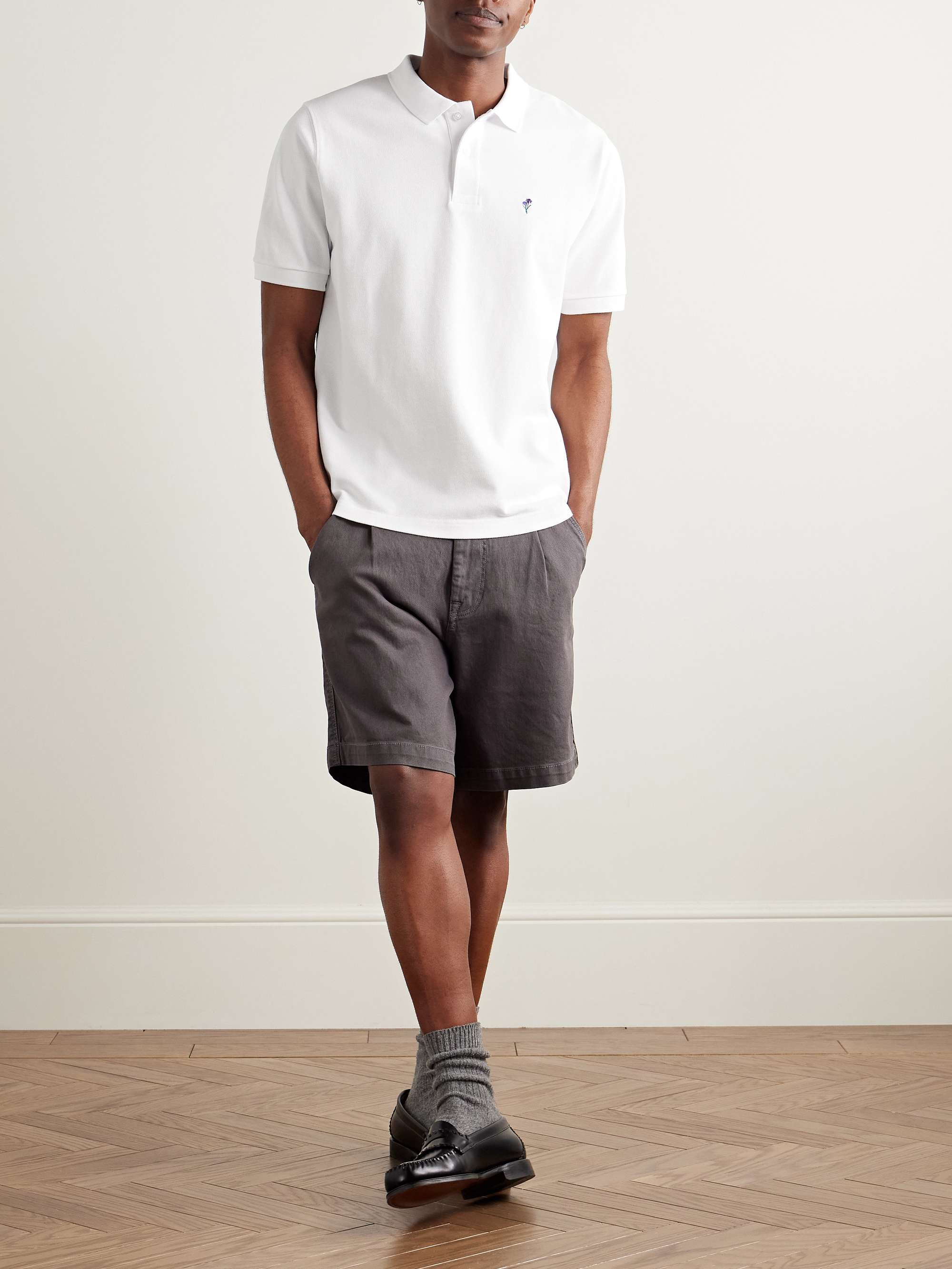 Iris Embroidered Cotton-Piqué Polo Shirt view