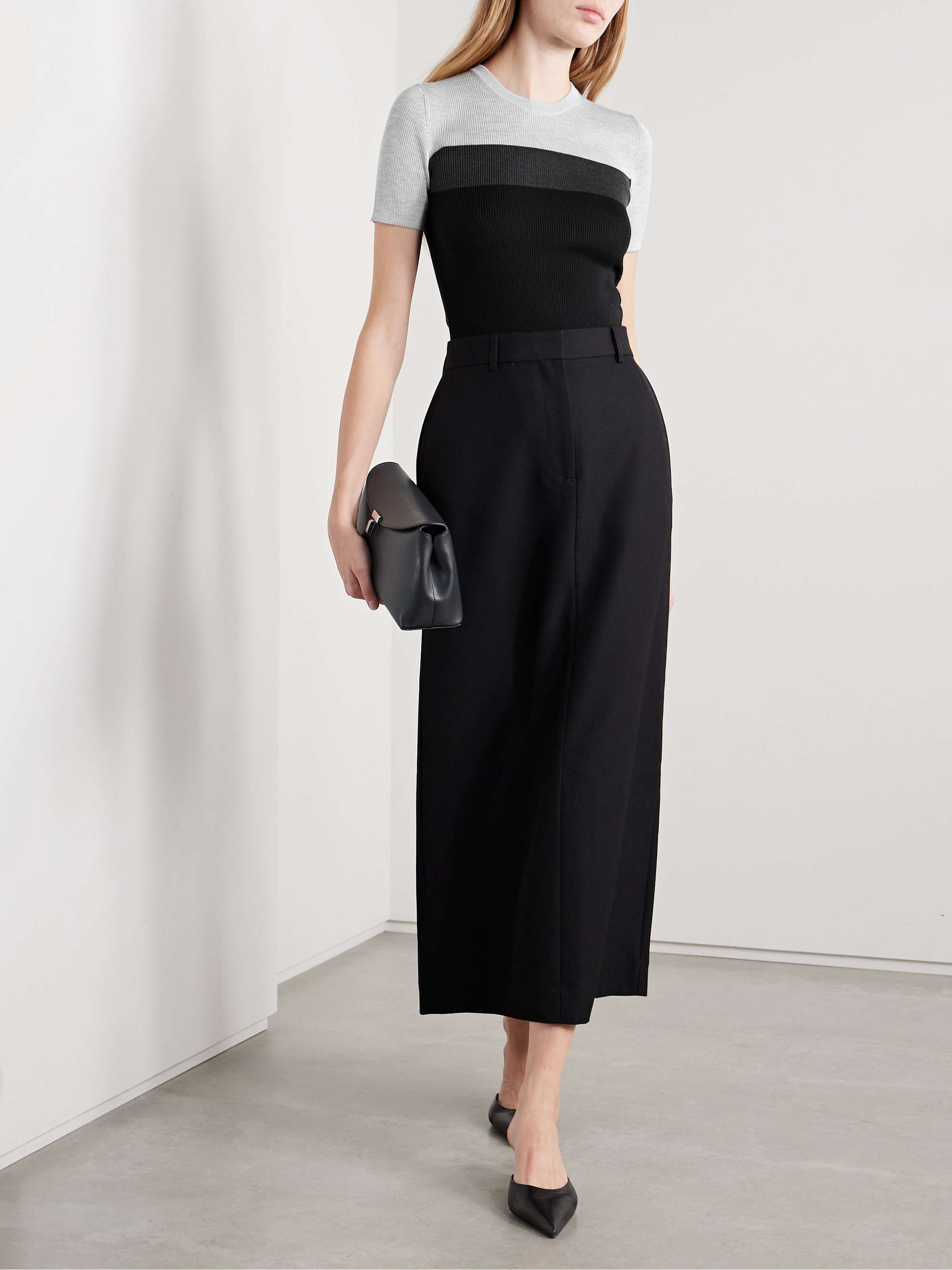 Color-block ribbed silk T-shirt view