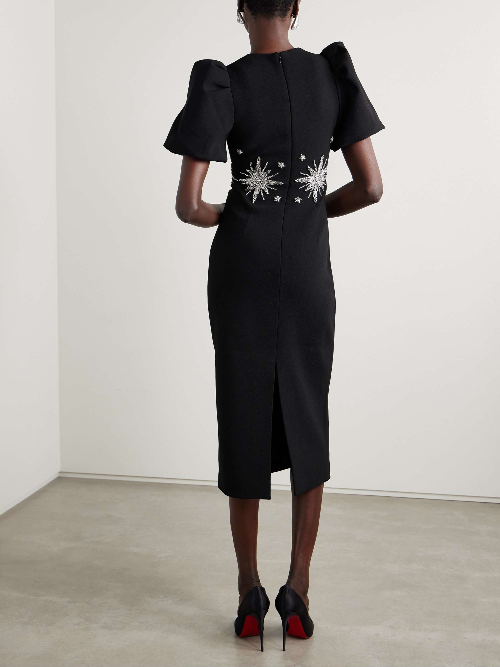 Estella crystal-embellished crepe midi dress view