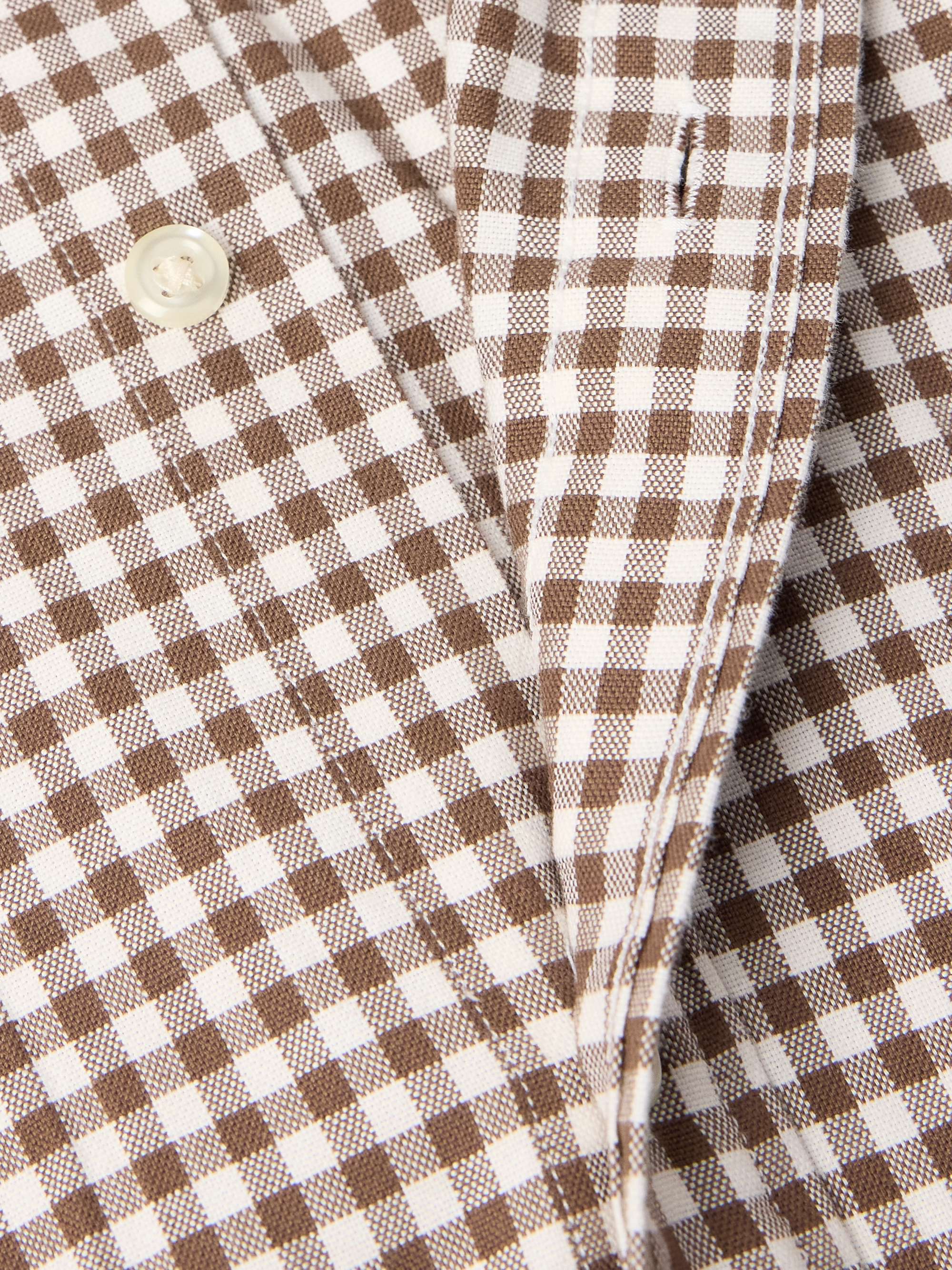 Button-Down Collar Logo-Embroidered Checked Cotton Shirt view