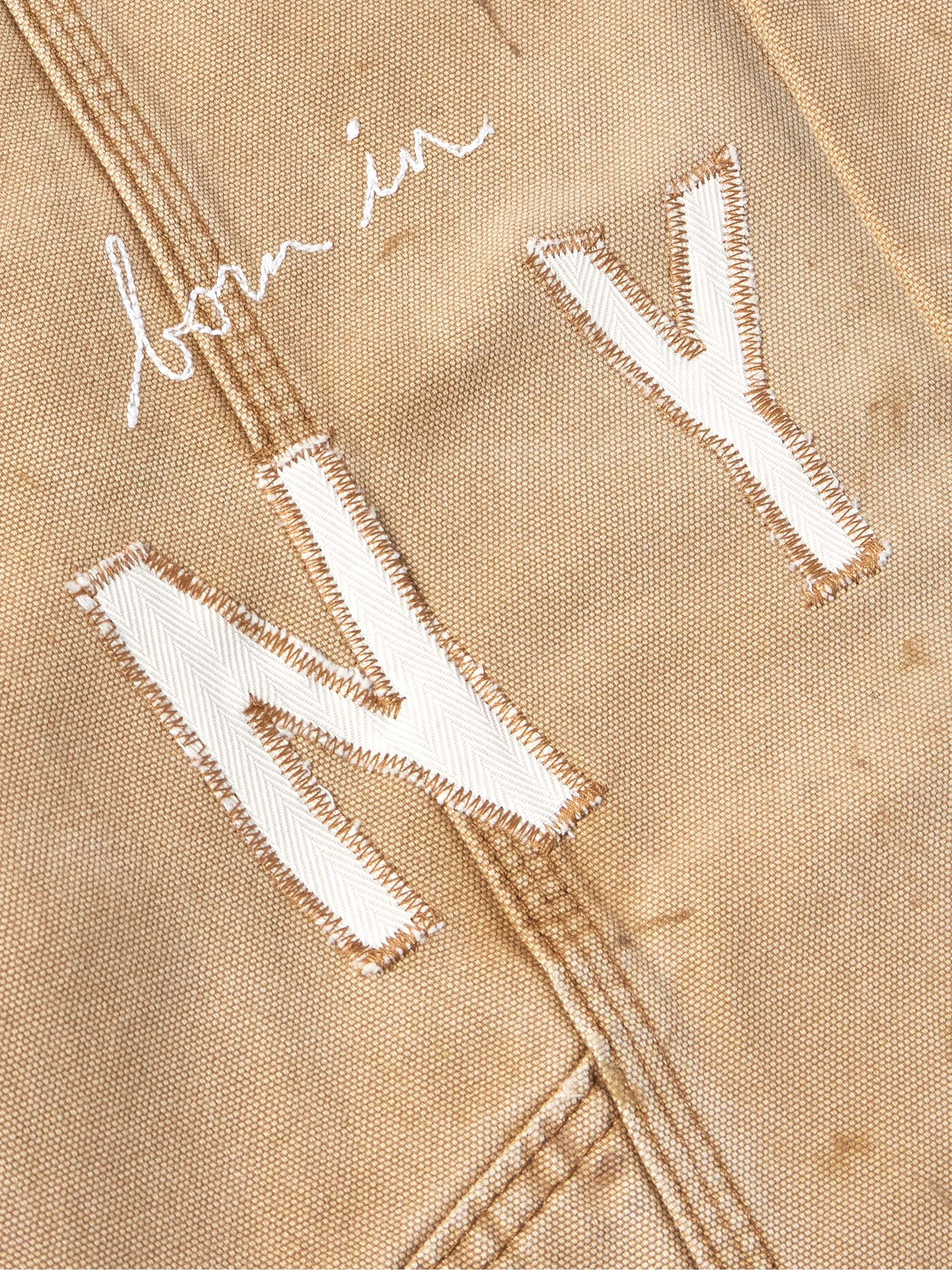Frayed Appliquéd Embroidered Distressed Cotton-Canvas Shirt view