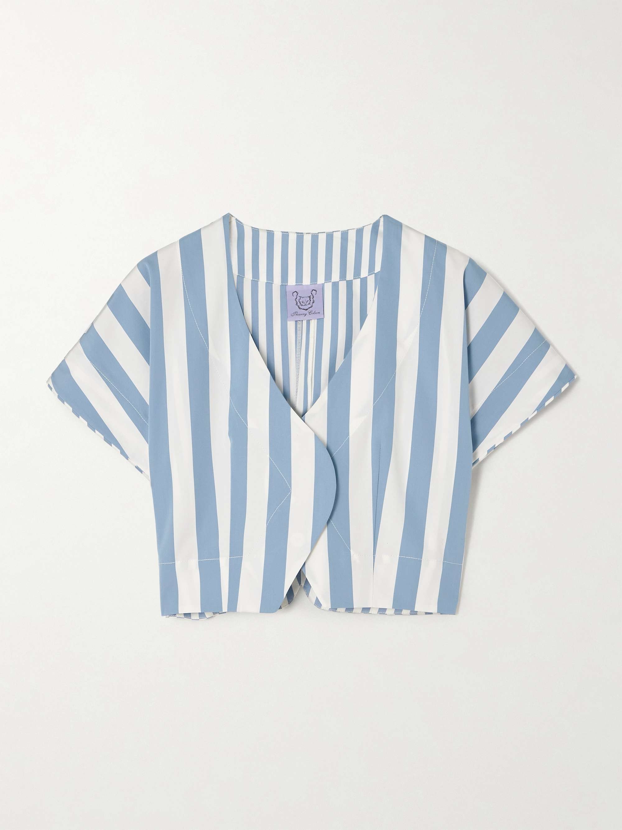 Bianca striped cotton-poplin top view