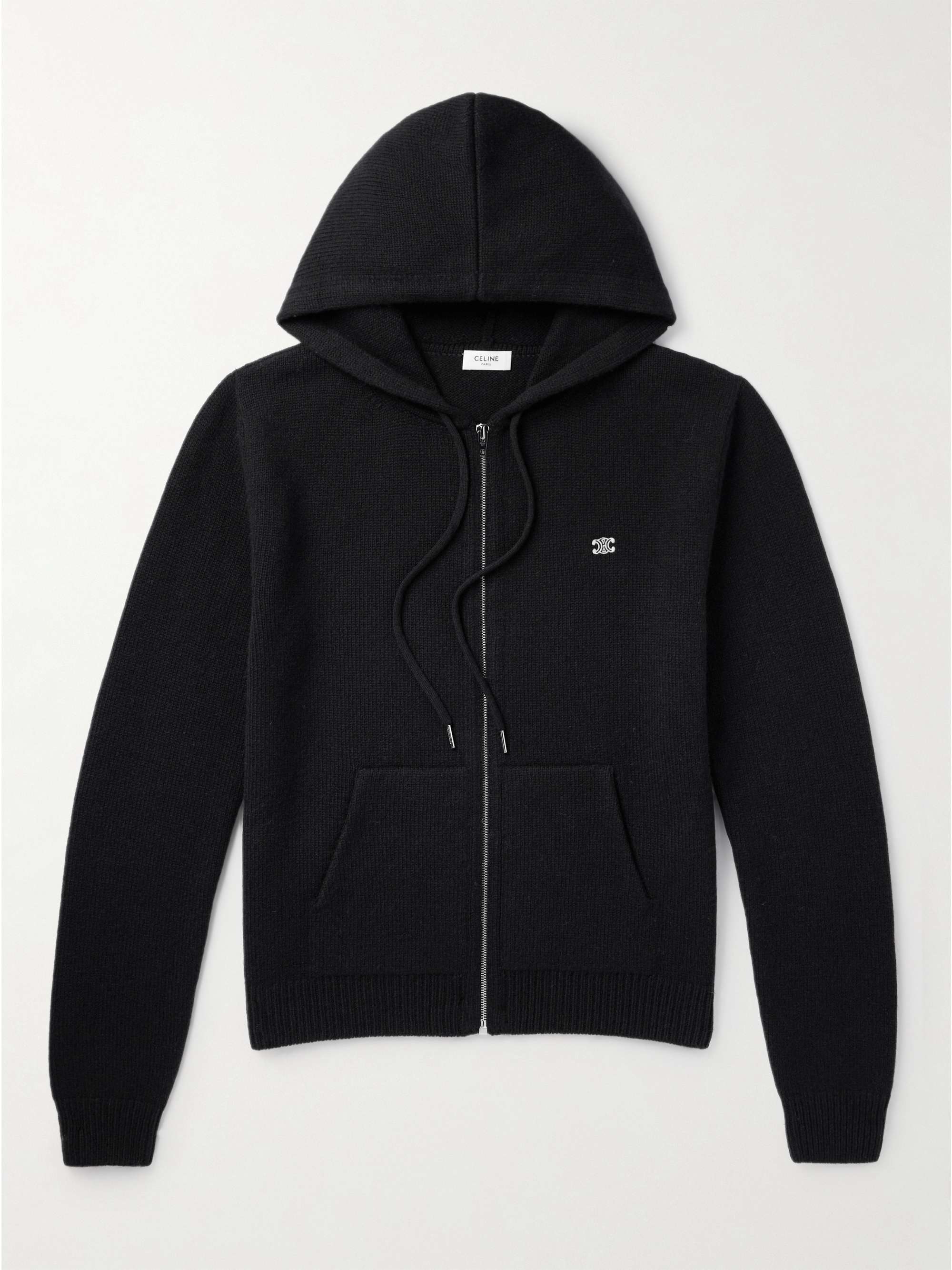 Logo-Embroidered Knitted Wool and Cashmere-Blend Hoodie view
