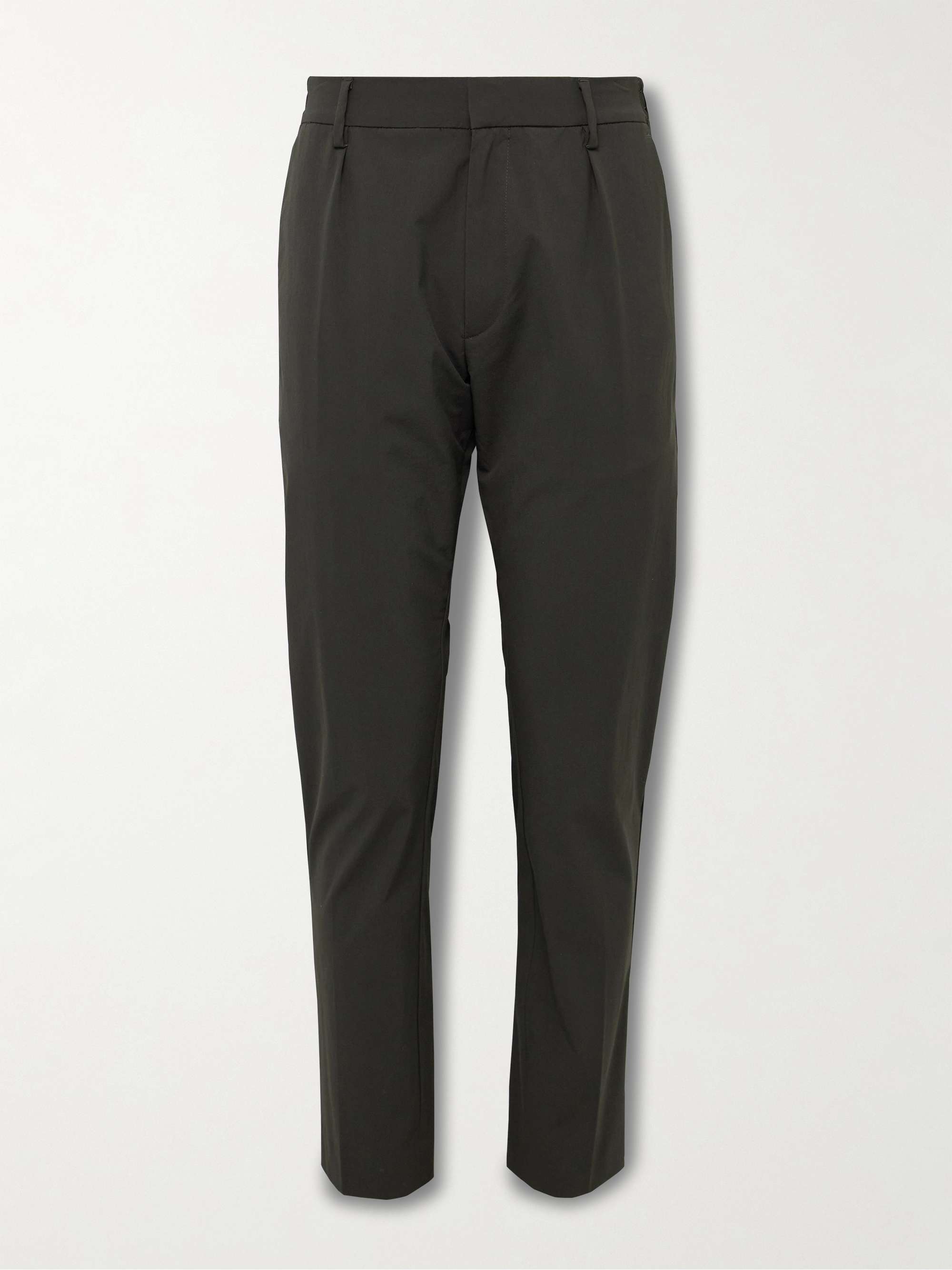 Slim-Fit Straight-Leg Pleated Stretch Recycled-Nylon Trousers view