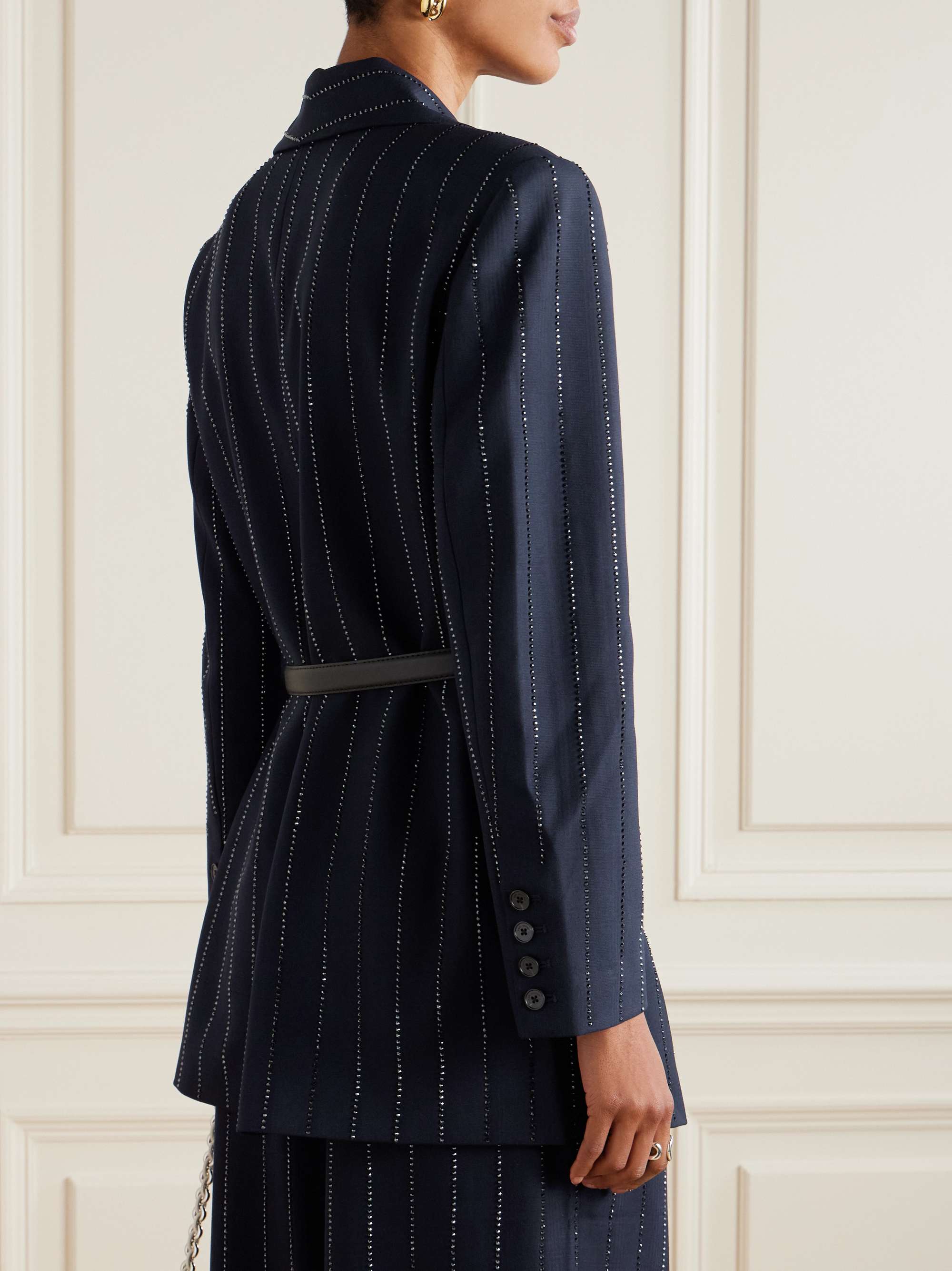 Crystal-embellished twill blazer view