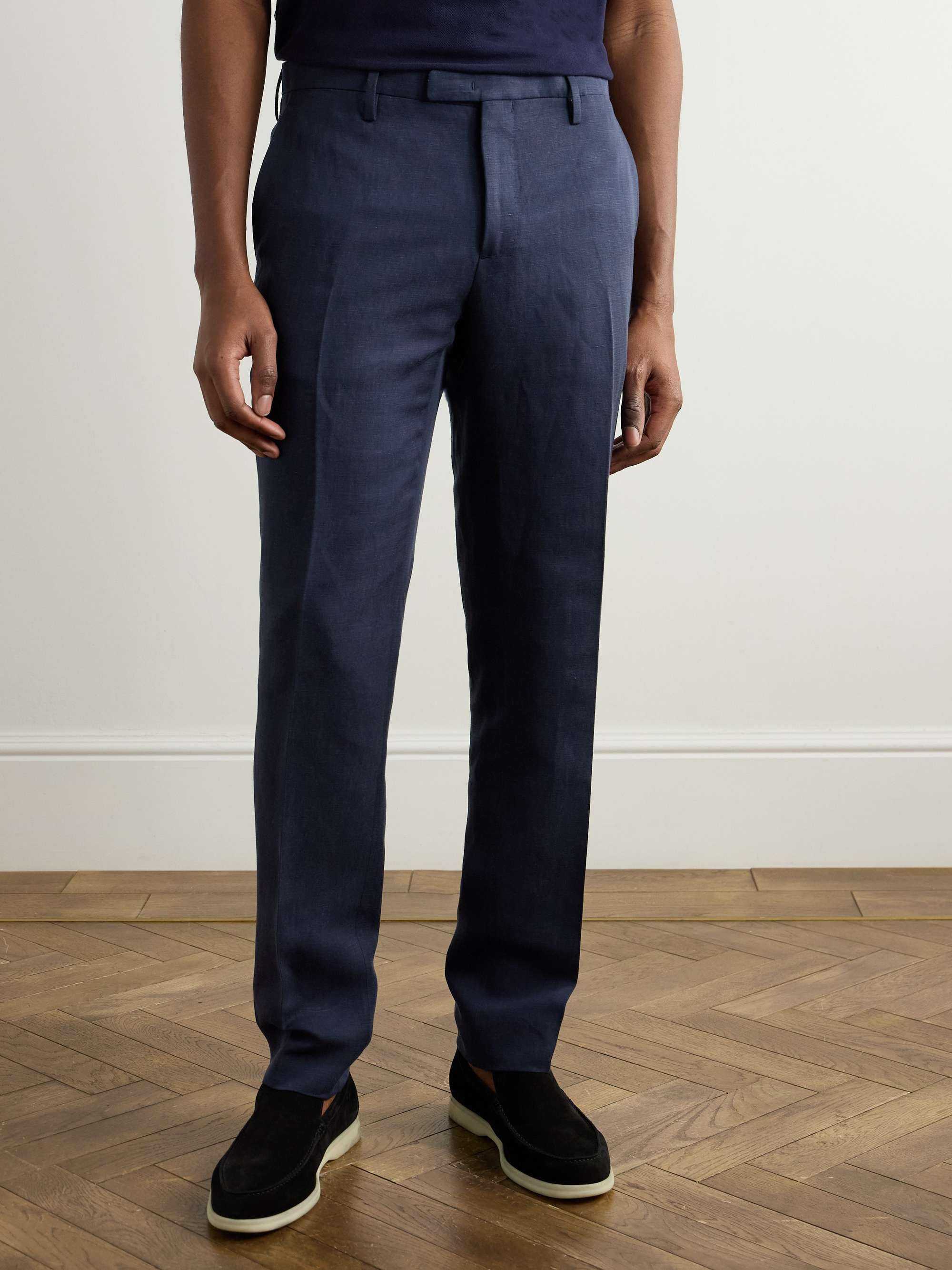 Straight-Leg Lyocell and Linen-Blend Twill Suit Trousers view