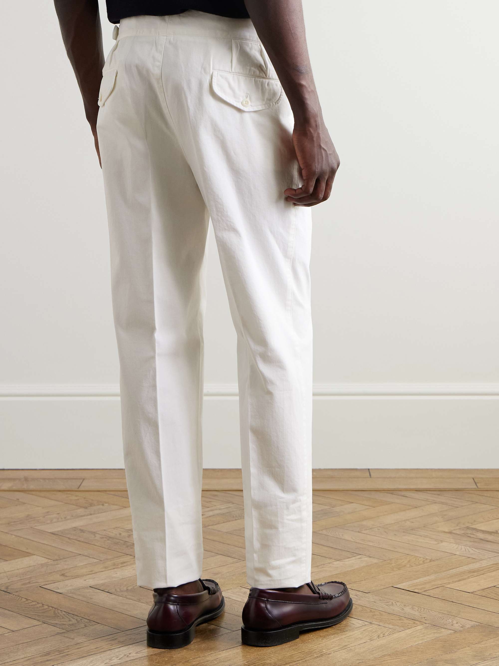 Manny Straight-Leg Pleated Cotton-Twill Trousers view